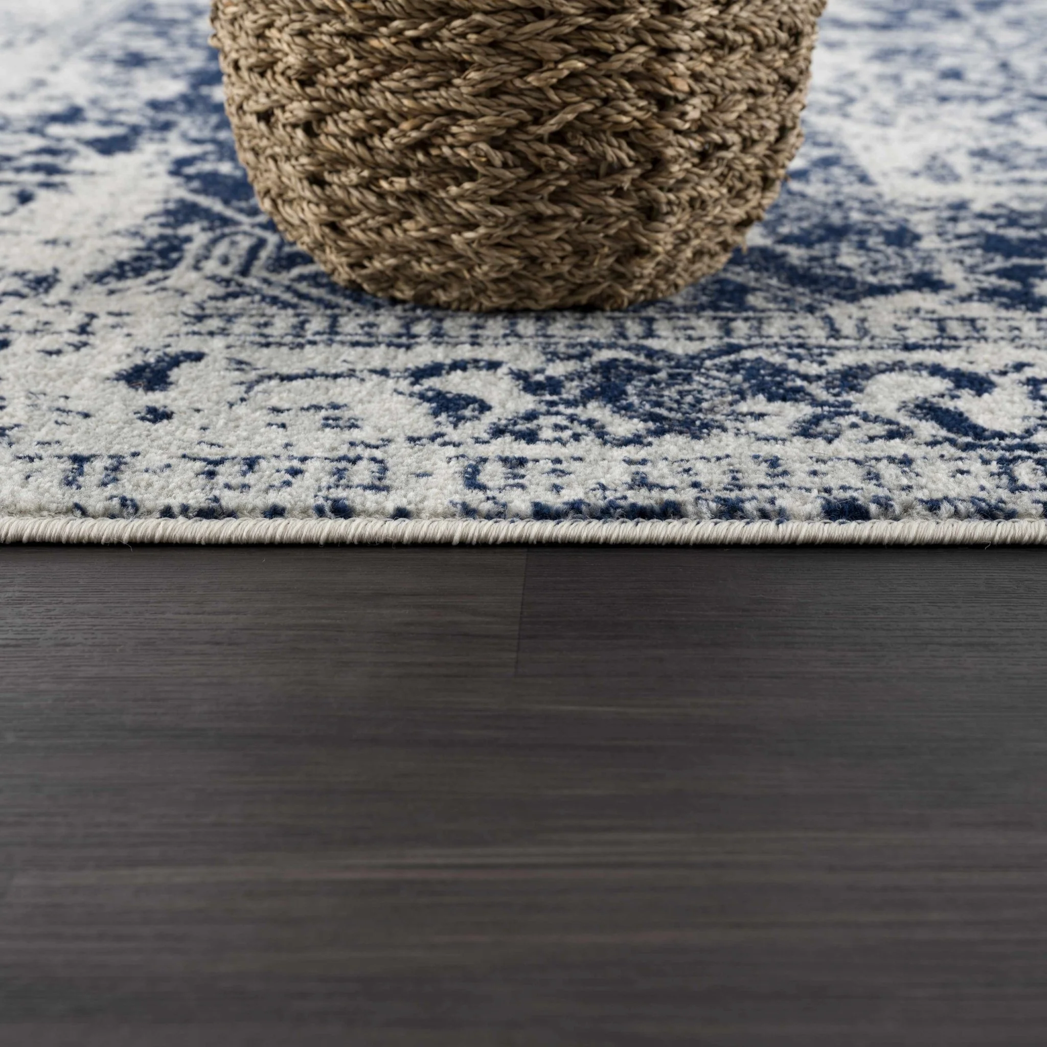 Transitional Heriz Design  Blue and Beige Medallion Area Rug - Image 9
