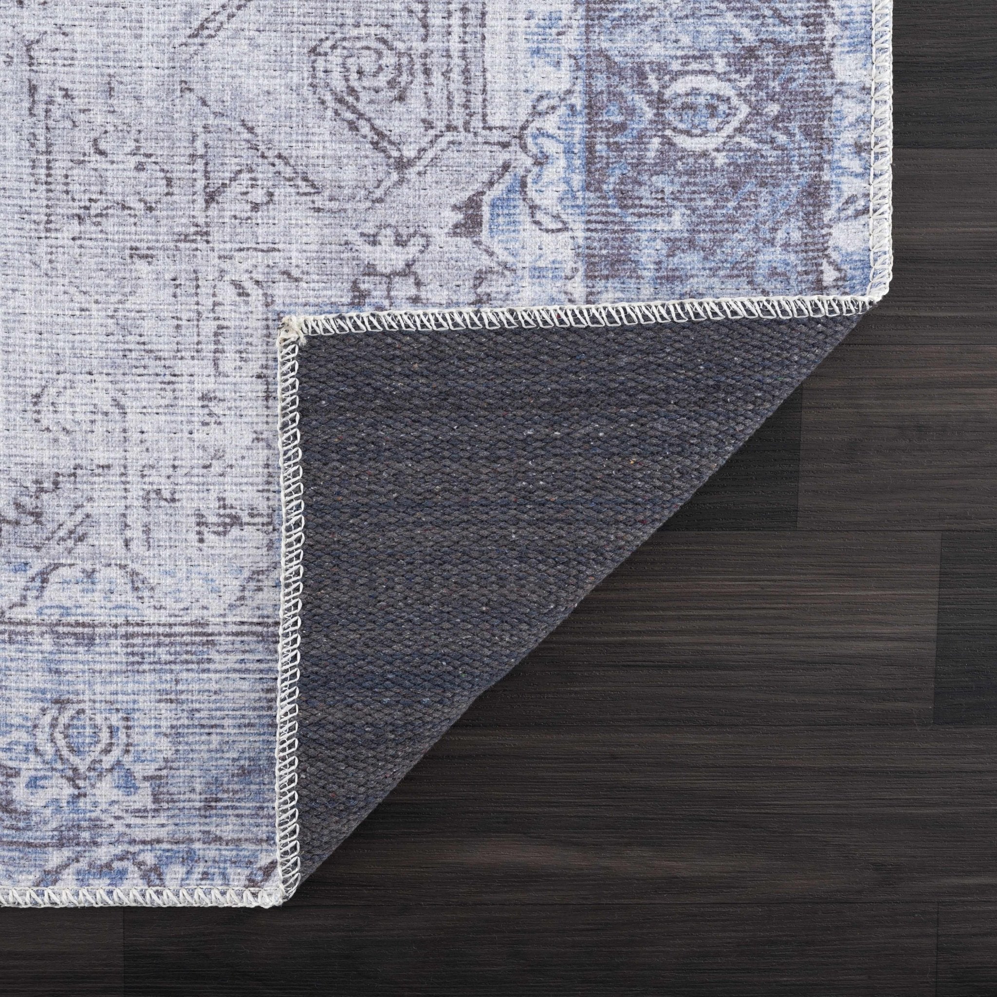 Traditional Heriz Design Blue and Brown Low pile Multi Size Area Rug - Image 4