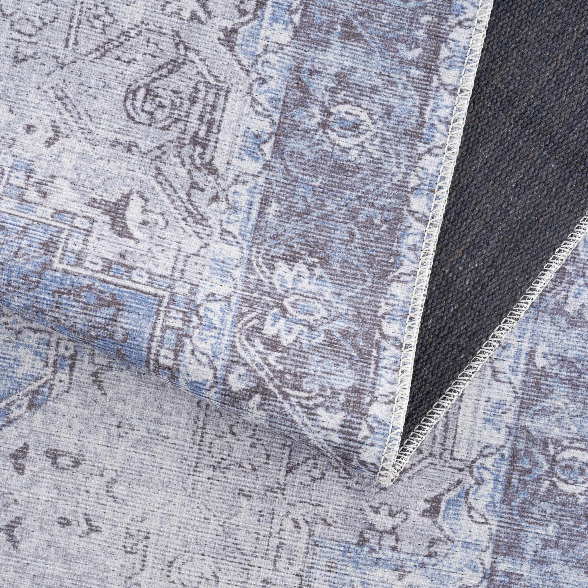 Traditional Heriz Design Blue and Brown Low pile Multi Size Area Rug - Image 7