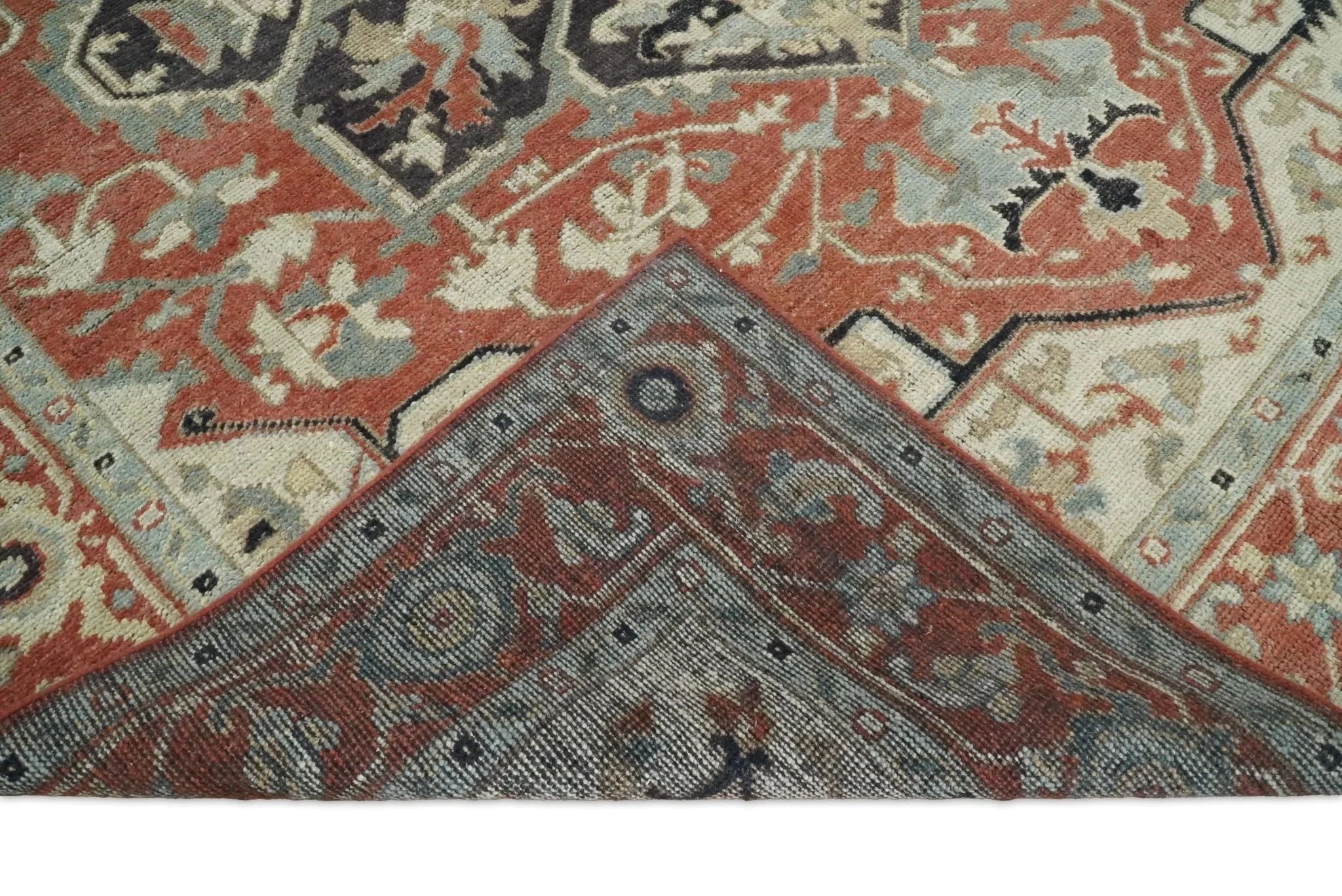 Traditional Heriz Brown, Beige and Charcoal Hand Knotted Multi Size wool Area Rug - Image 4
