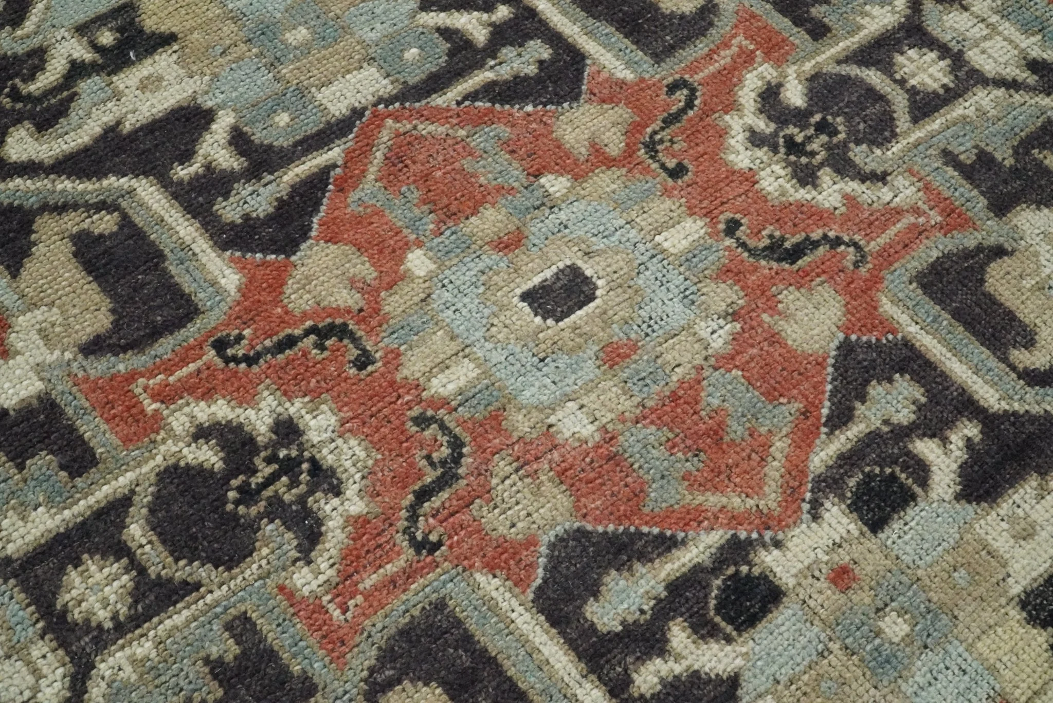 Traditional Heriz Brown, Beige and Charcoal Hand Knotted Multi Size wool Area Rug - Image 5