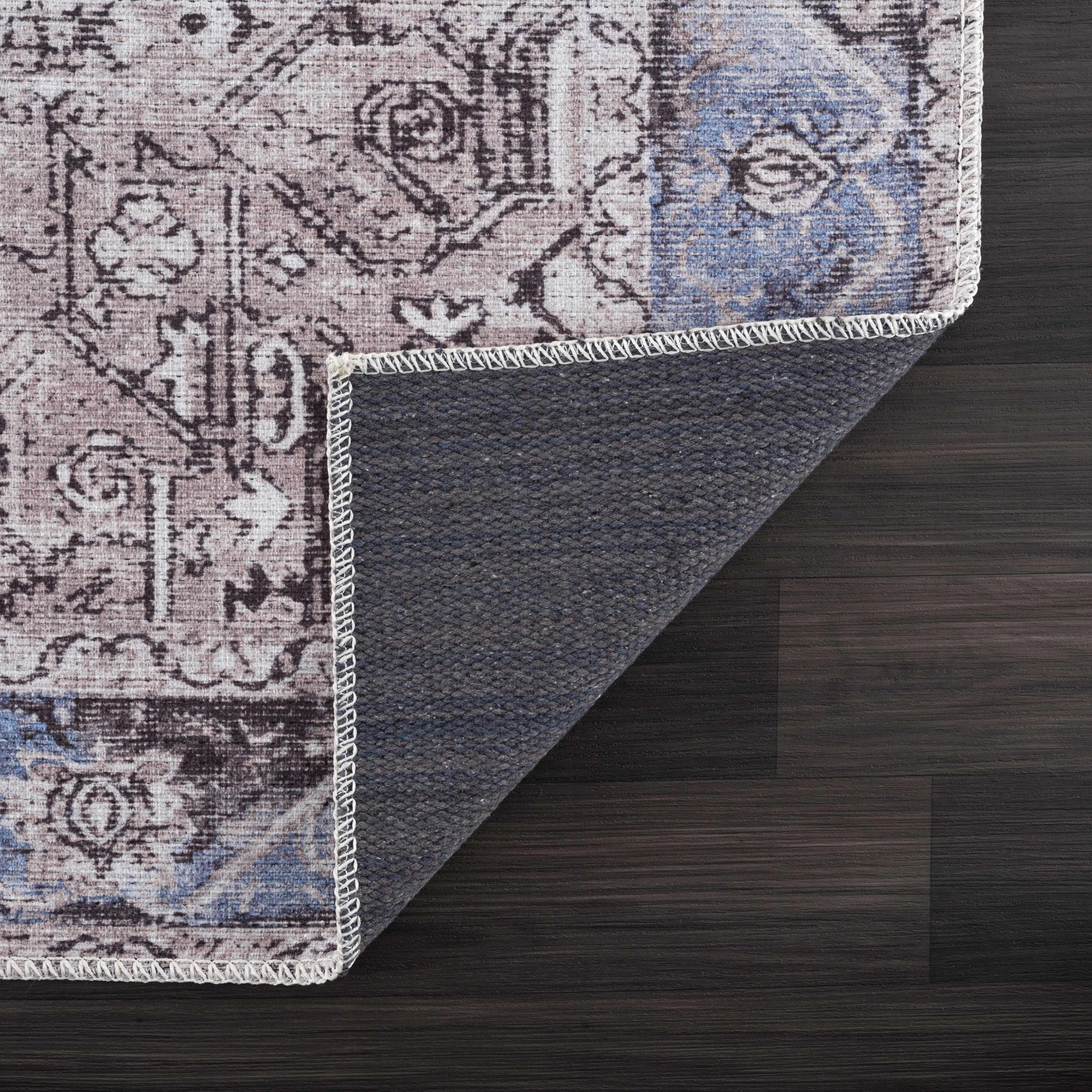 Traditional Medallion Design Brown, Blue and Ivory Low Pile Muti Size Area Rug - Image 4