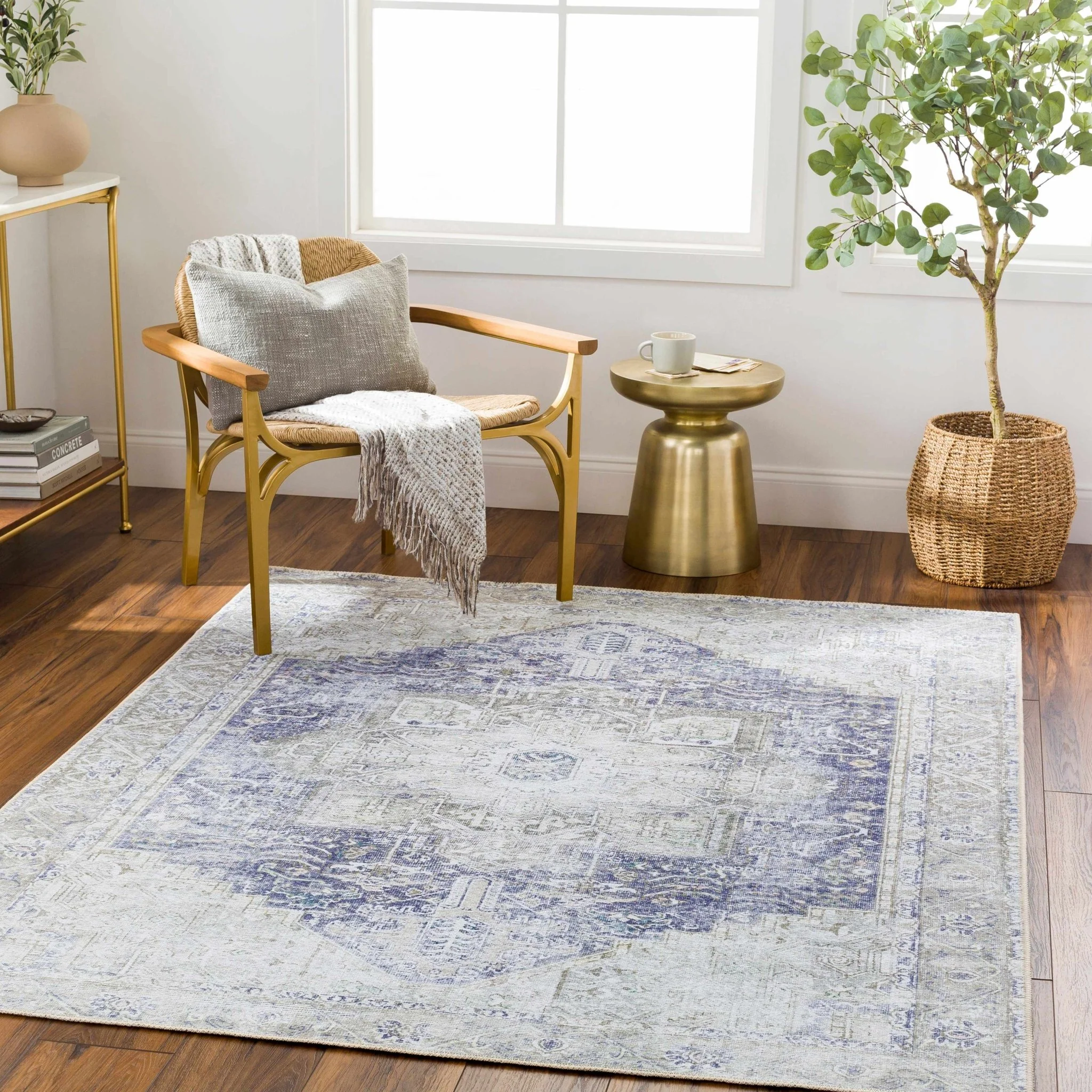 Traditional Design Brown, Violet and Beige Low pile Multi Size Area Rug - Image 14