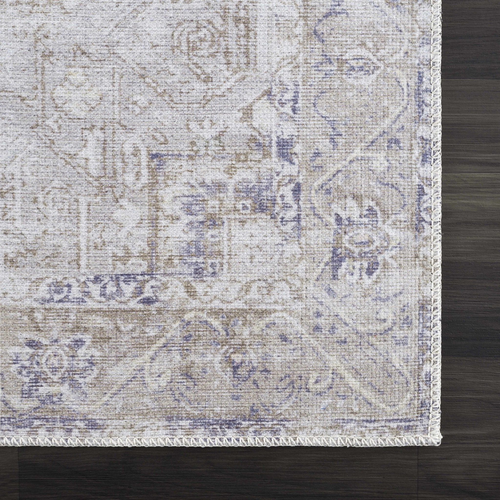 Traditional Design Brown, Violet and Beige Low pile Multi Size Area Rug - Image 3