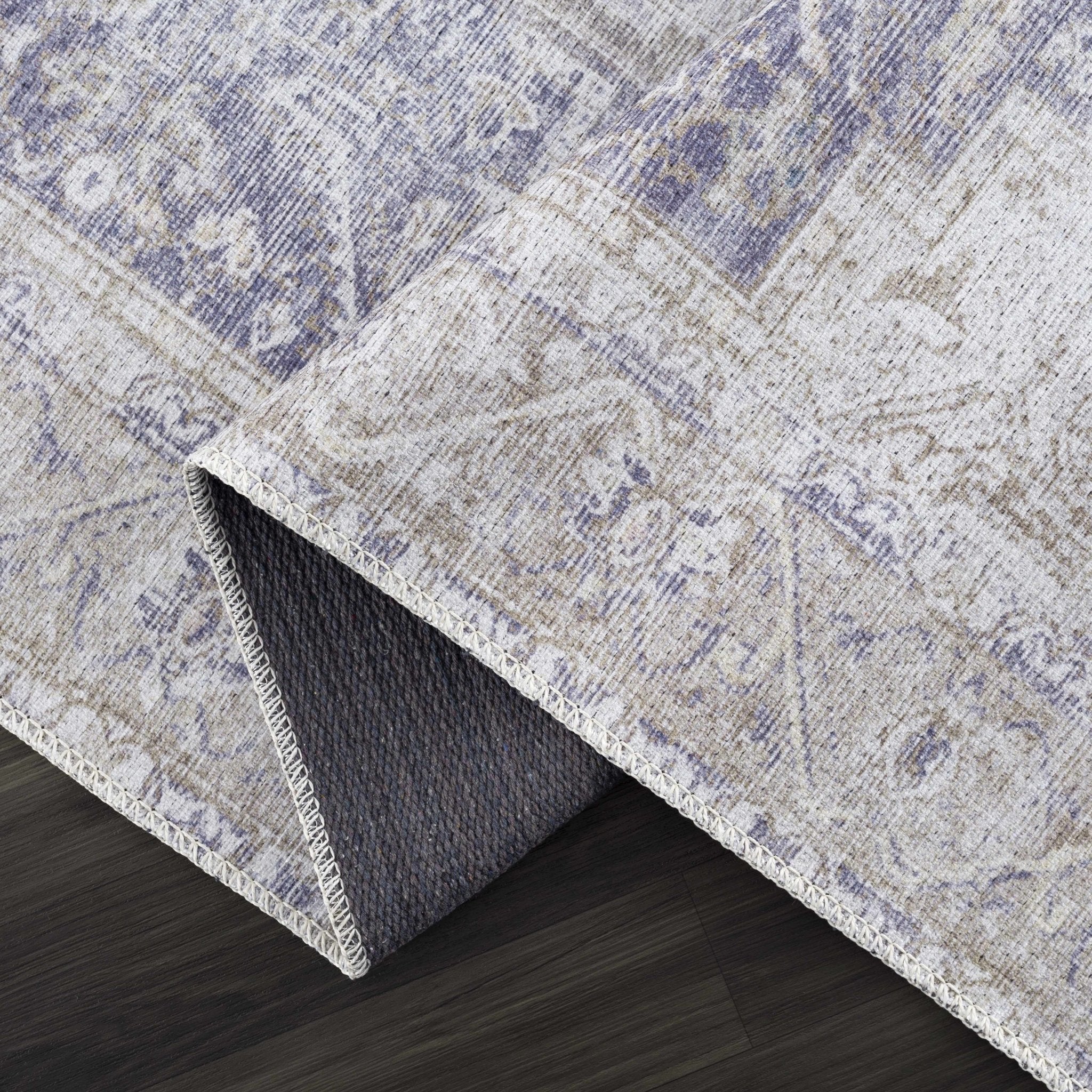 Traditional Design Brown, Violet and Beige Low pile Multi Size Area Rug - Image 9