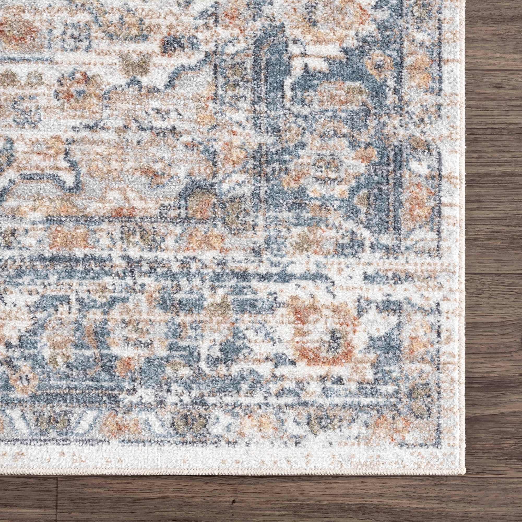Traditional Heriz Charcoal, Ivory and Camel Medallion Washable area Rug - Image 11
