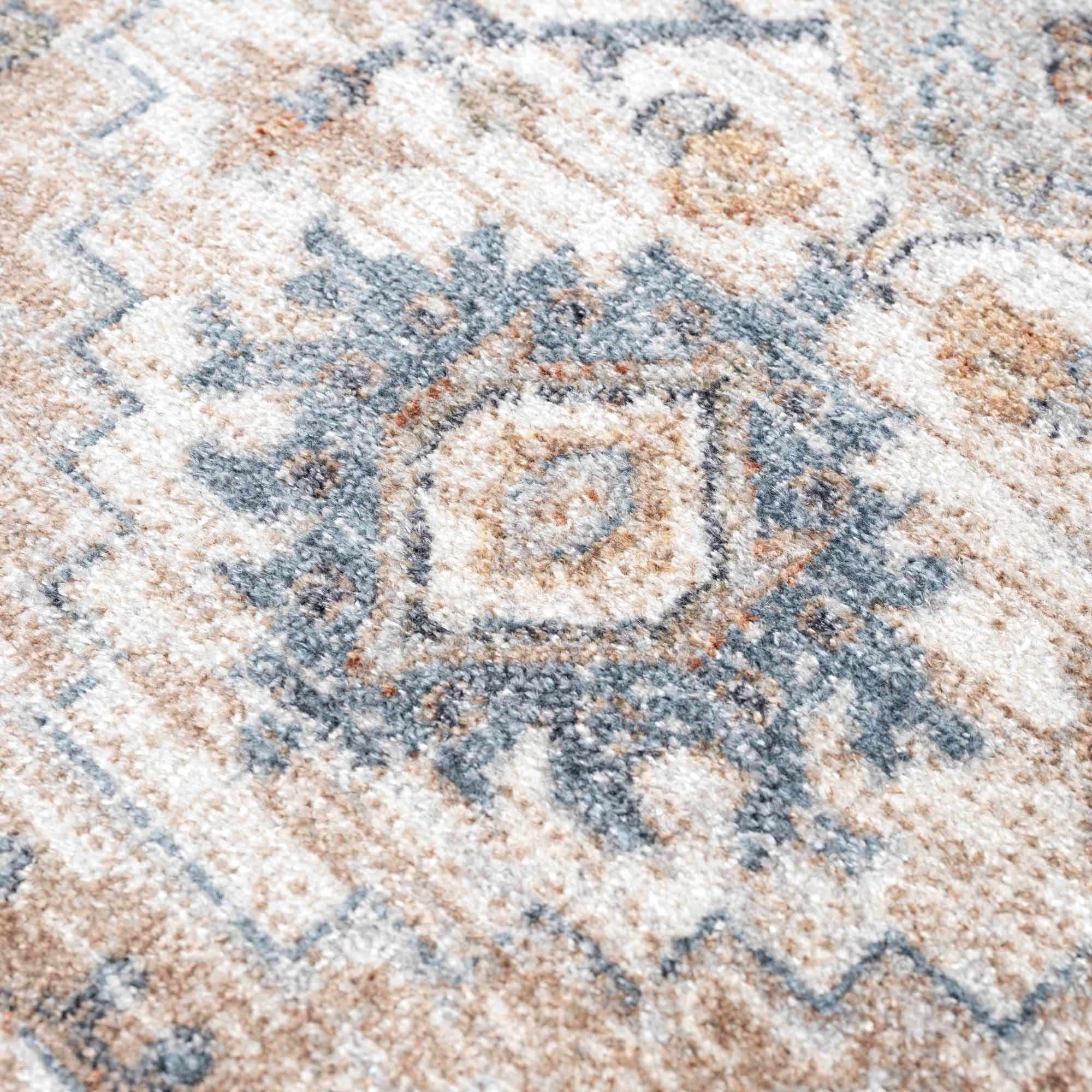 Traditional Heriz Charcoal, Ivory and Camel Medallion Washable area Rug - Image 13