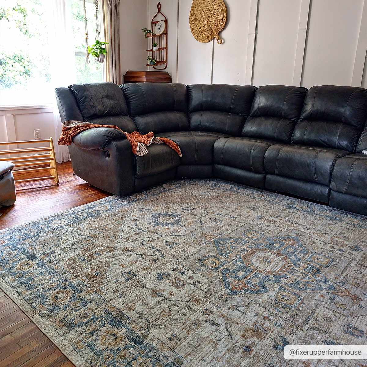 Traditional Heriz Charcoal, Ivory and Camel Medallion Washable area Rug - Image 2