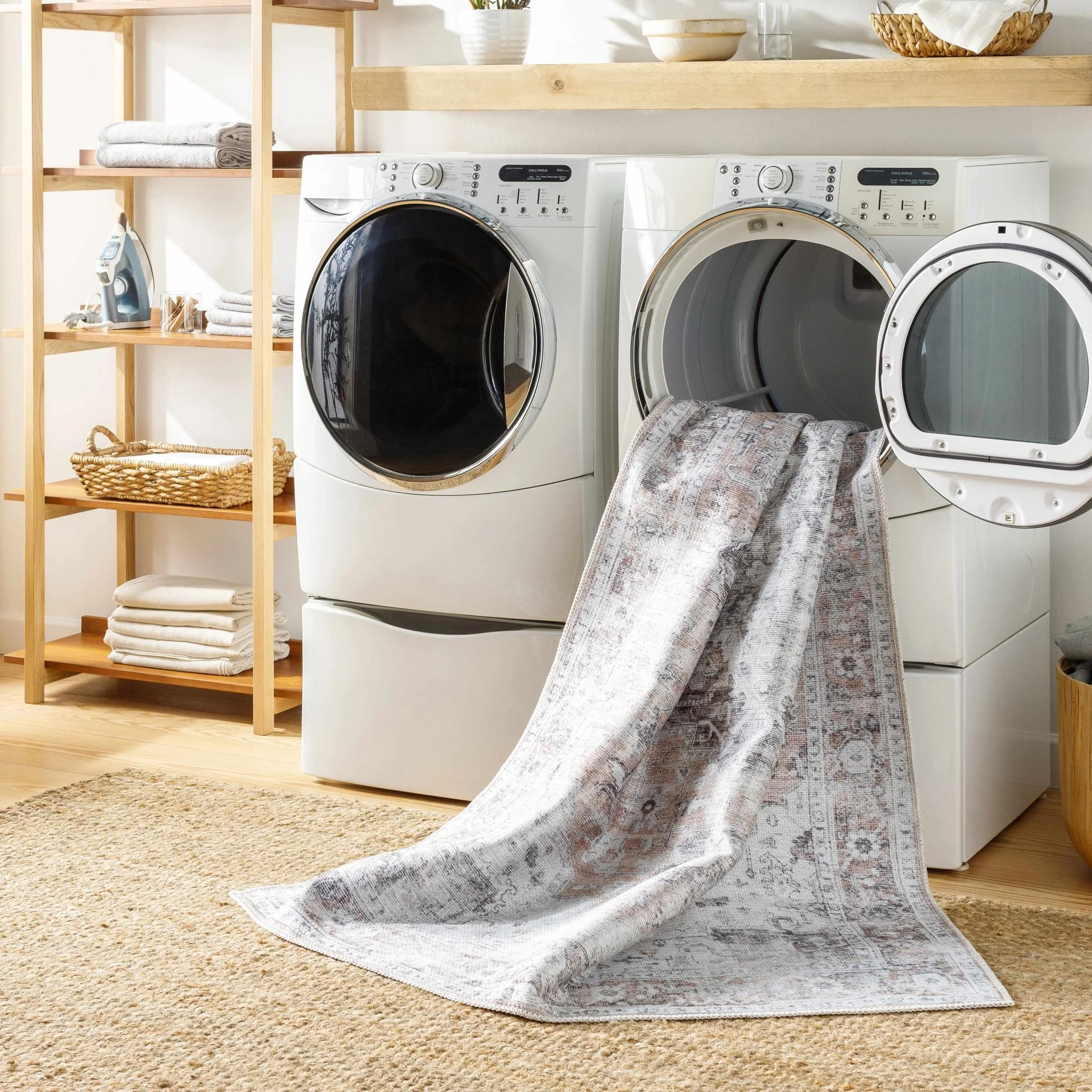 Traditional Machine woven Charcoal, Rust and Silver Machine Washable Rug - Image 14