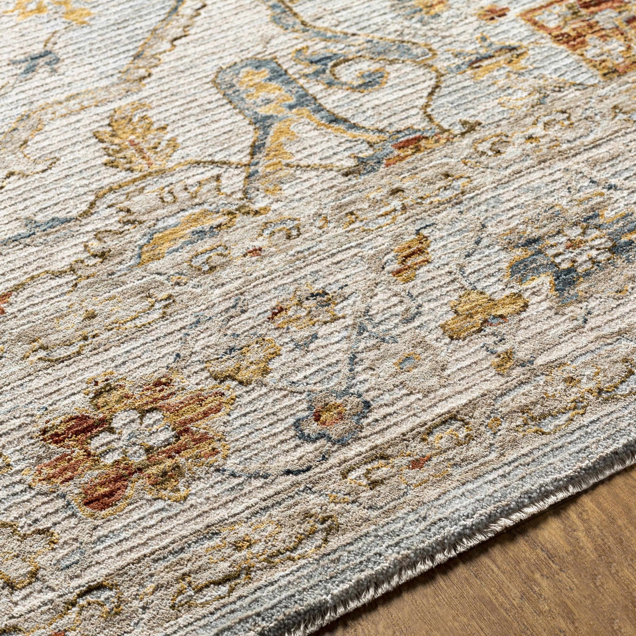 Traditional Heriz Gray Machine Made Rug - Image 13