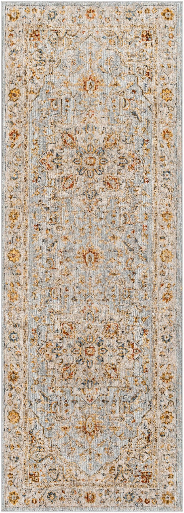 Traditional Heriz Gray Machine Made Rug - Image 14