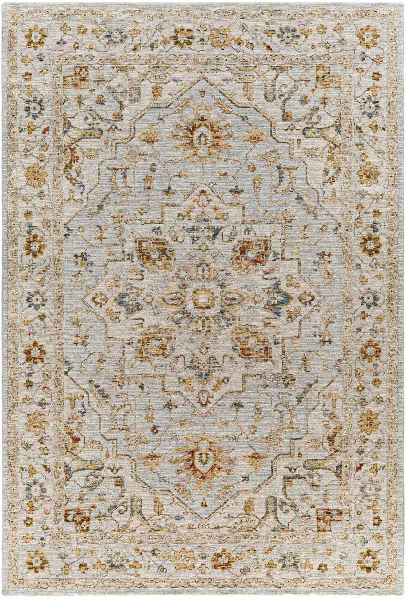 Traditional Heriz Gray Machine Made Rug - Image 16