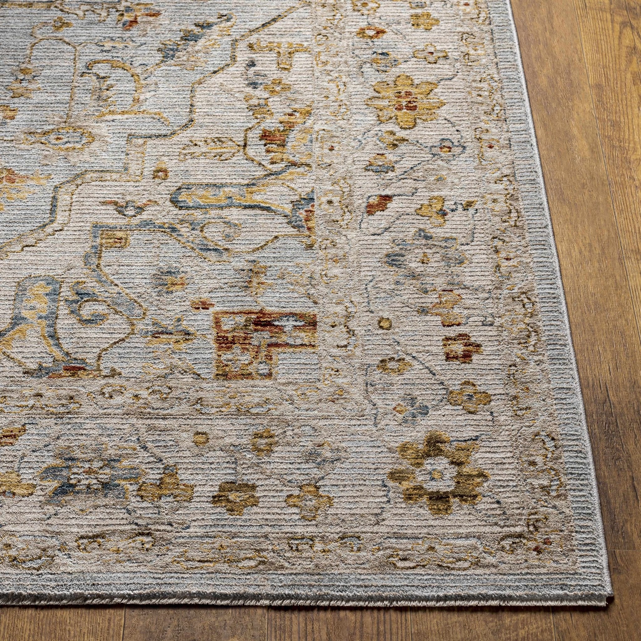 Traditional Heriz Gray Machine Made Rug - Image 5