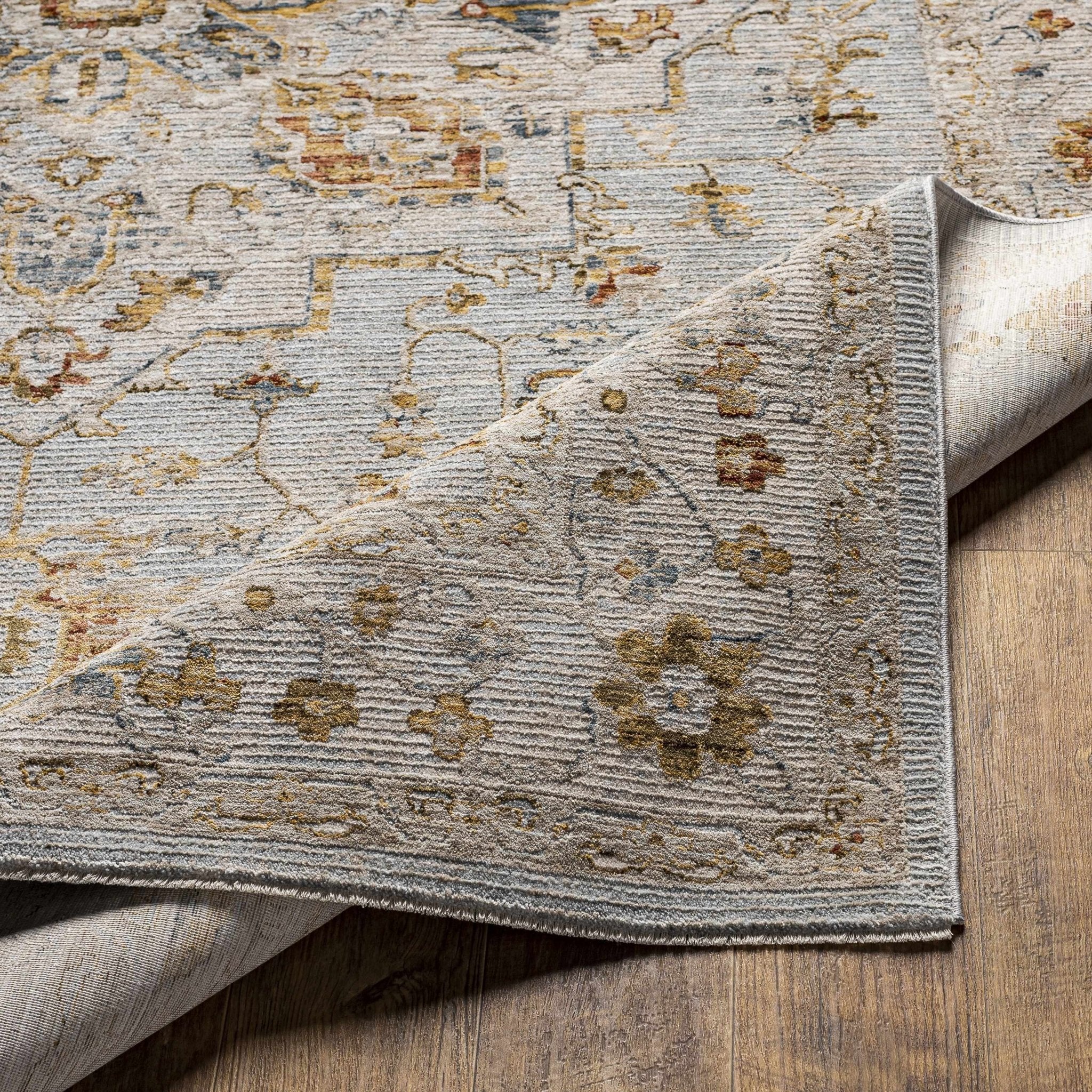 Traditional Heriz Gray Machine Made Rug - Image 6