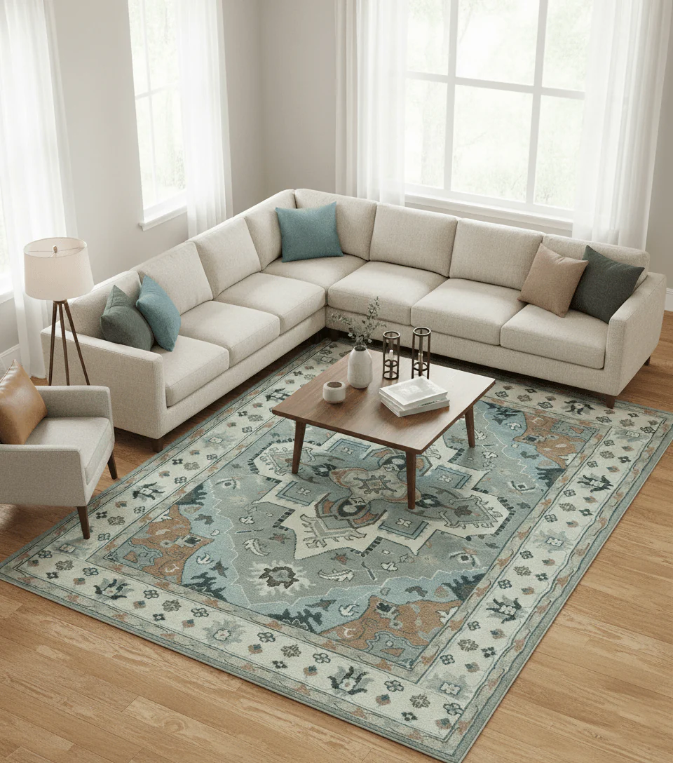 Traditional Heriz Gray and Ivory Floral Hand Knotted Custom Made wool Area Rug - Image 2