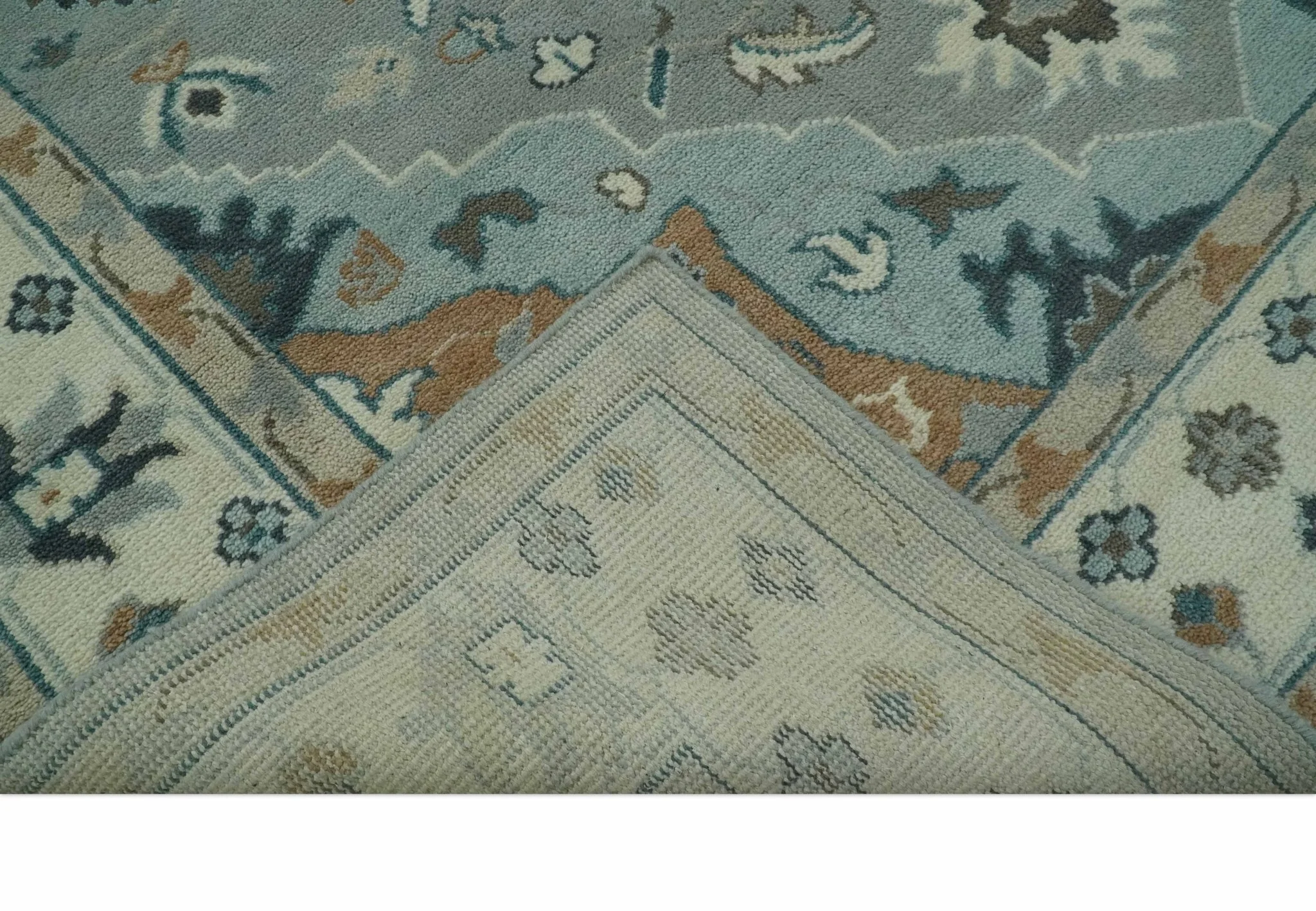Traditional Heriz Gray and Ivory Floral Hand Knotted Custom Made wool Area Rug - Image 7
