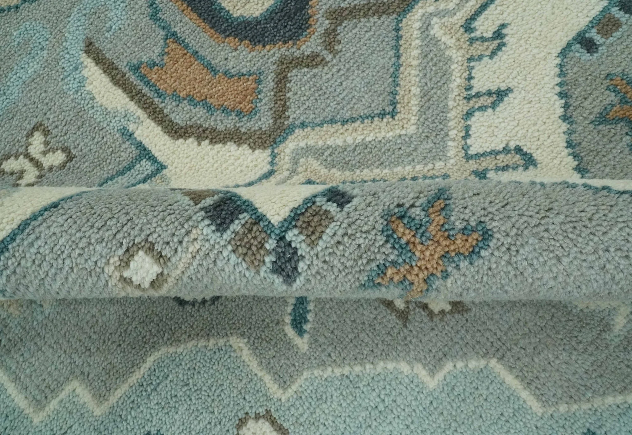 Traditional Heriz Gray and Ivory Floral Hand Knotted Custom Made wool Area Rug - Image 8