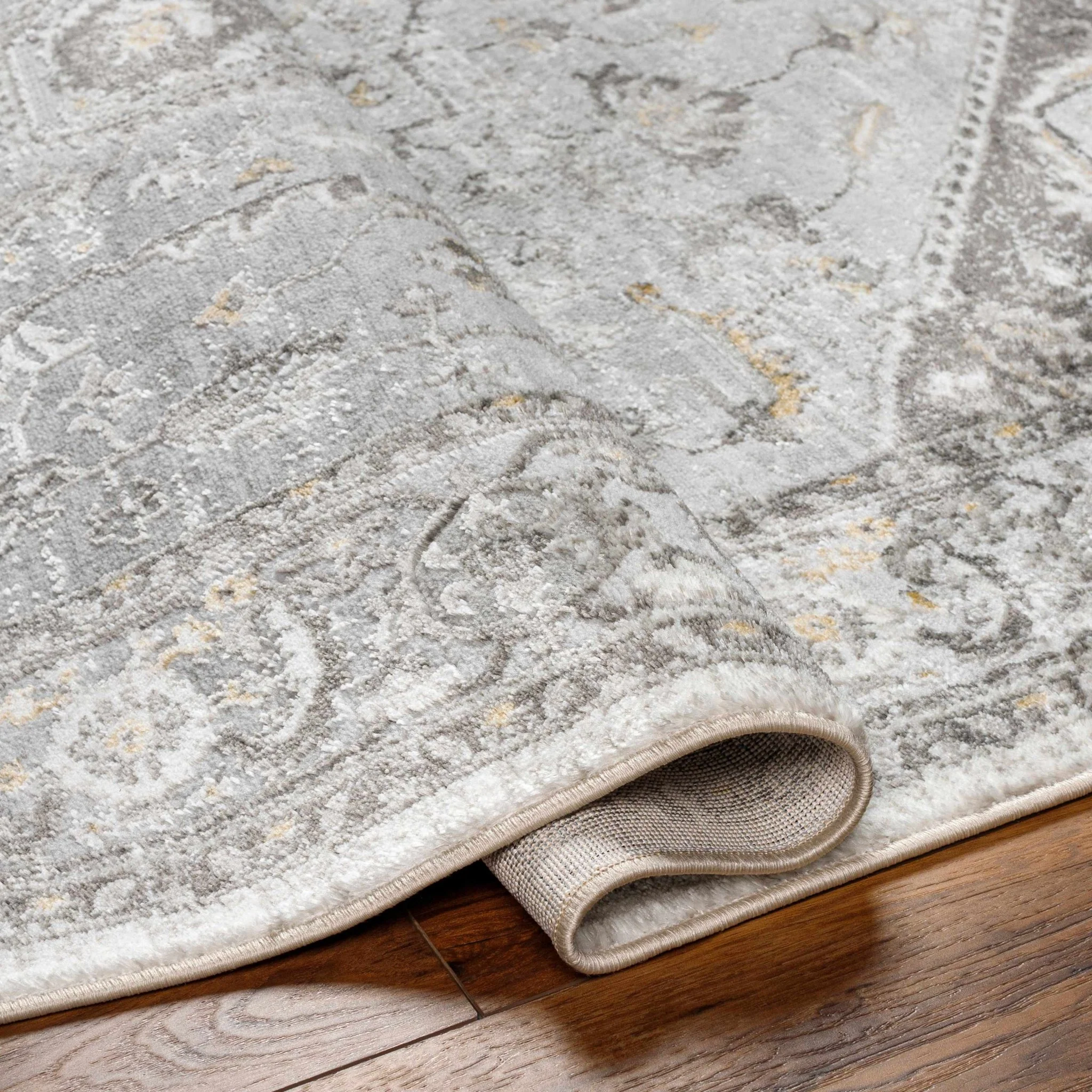 Antique Style Traditional Design Heriz Gray, Charcoal And Gold Area Rug - Image 17