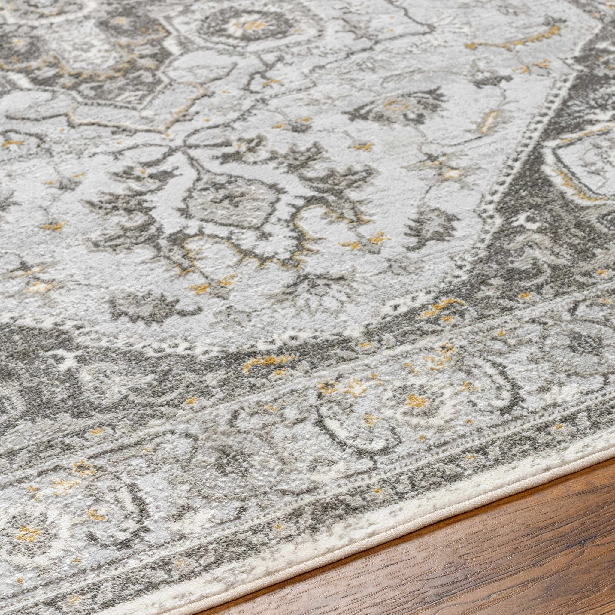 Antique Style Traditional Design Heriz Gray, Charcoal And Gold Area Rug - Image 18
