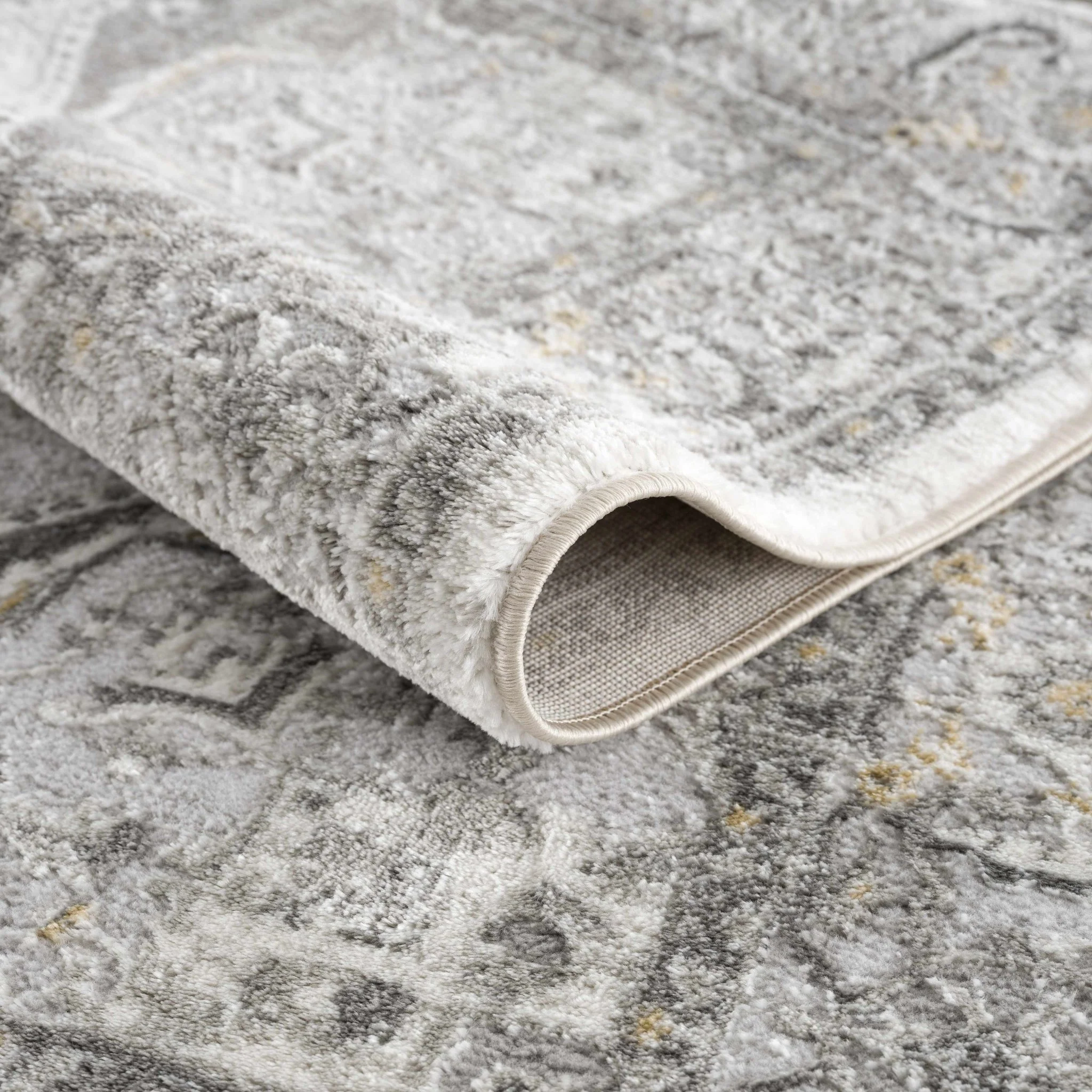 Antique Style Traditional Design Heriz Gray, Charcoal And Gold Area Rug - Image 4