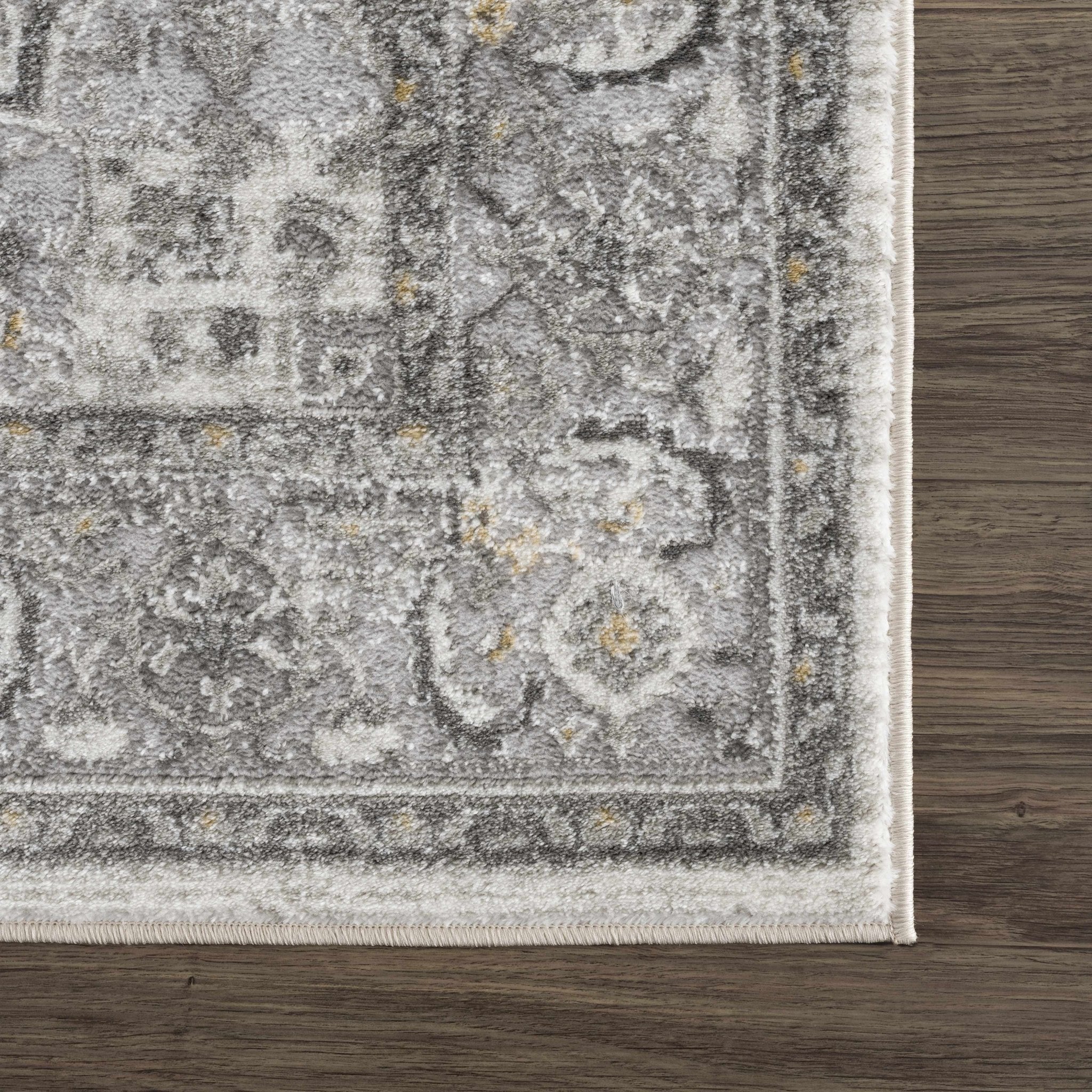 Antique Style Traditional Design Heriz Gray, Charcoal And Gold Area Rug - Image 7
