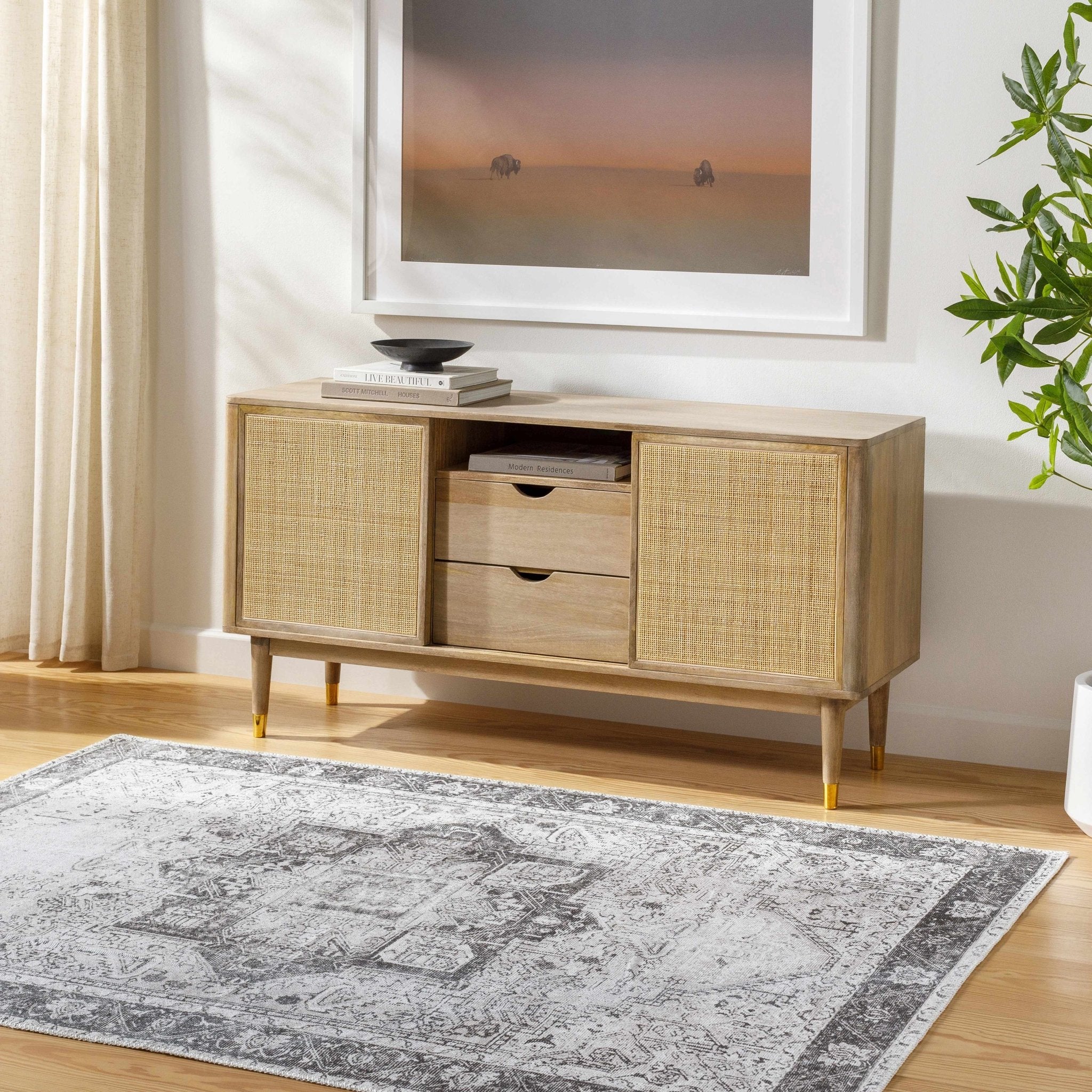 Traditional Turkish Design Ivory and Brown Low Pile Multi Size Area Rug - Image 17