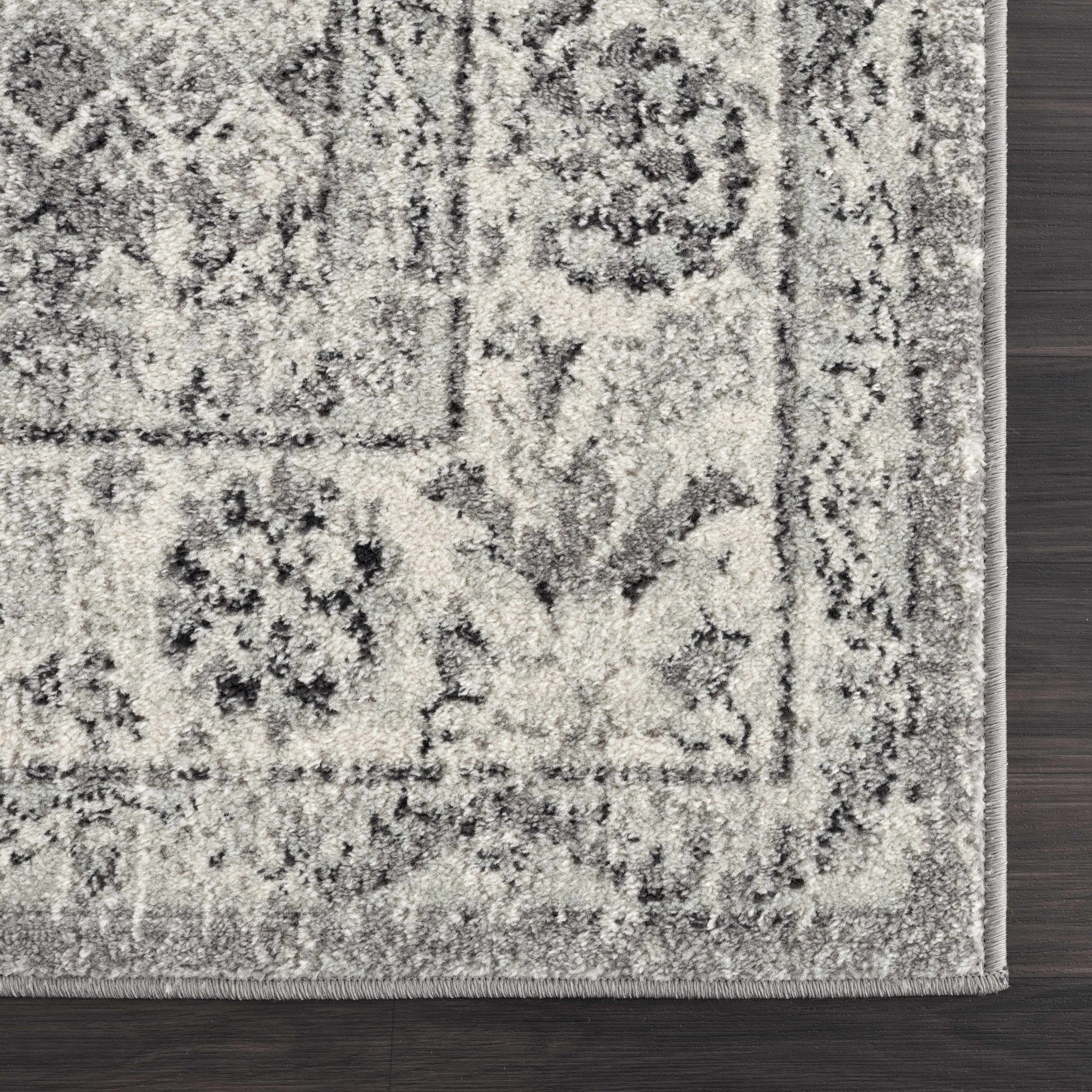 Traditional Turkish Deign Ivory, Gray and Black Style Low Pile Area Rug - Image 4