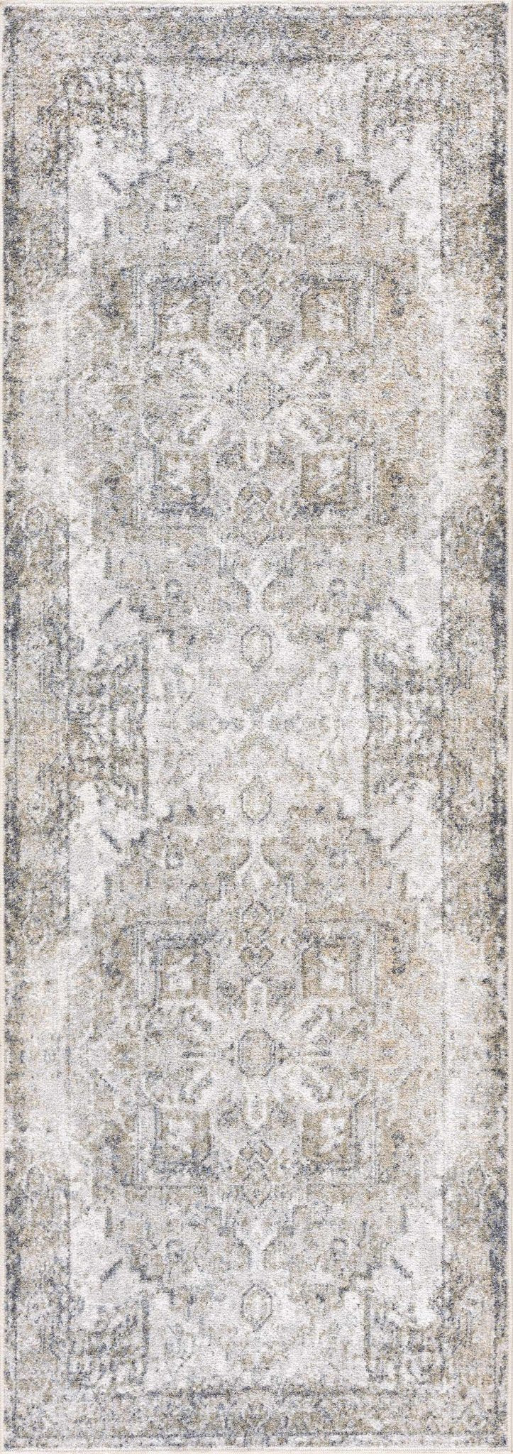 Traditional Medallion Design Ivory, Olive and Camel Low pile Washable Area Rug - Image 11