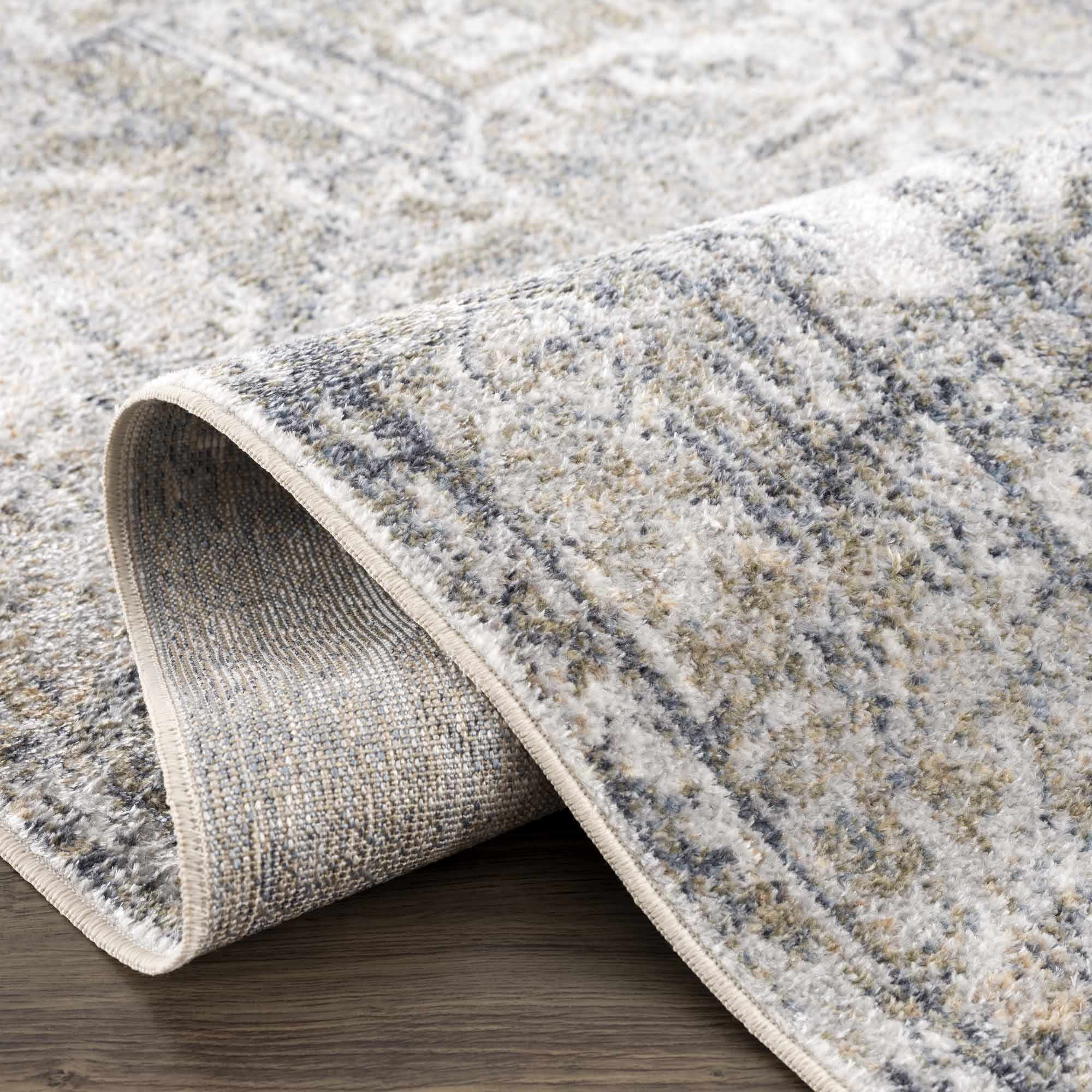 Traditional Medallion Design Ivory, Olive and Camel Low pile Washable Area Rug - Image 14