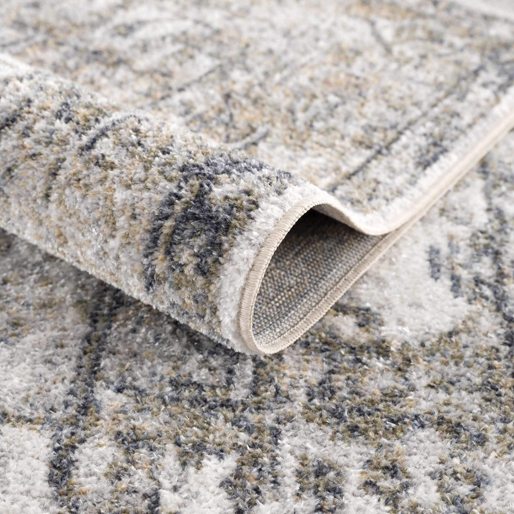 Traditional Medallion Design Ivory, Olive and Camel Low pile Washable Area Rug - Image 15