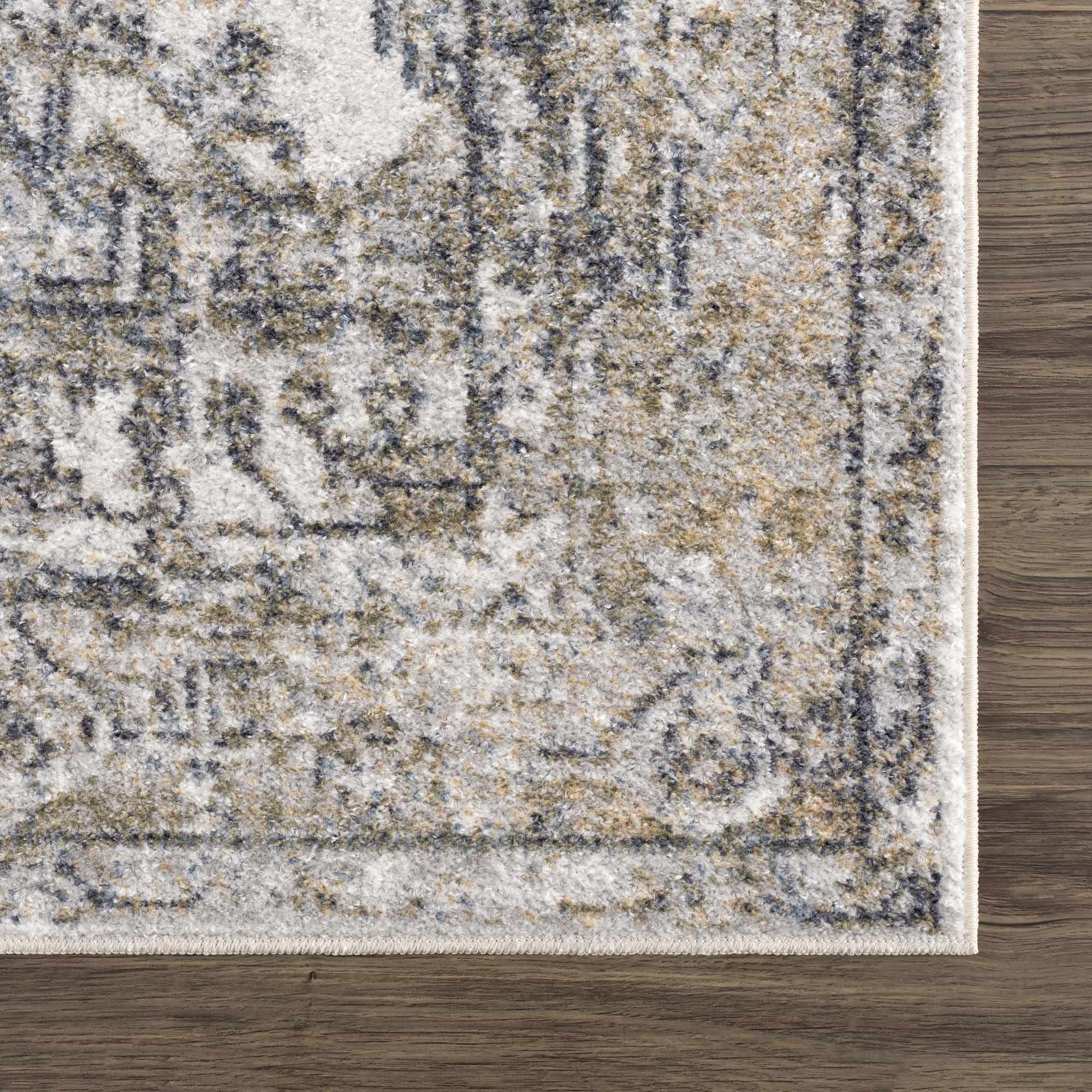 Traditional Medallion Design Ivory, Olive and Camel Low pile Washable Area Rug - Image 17
