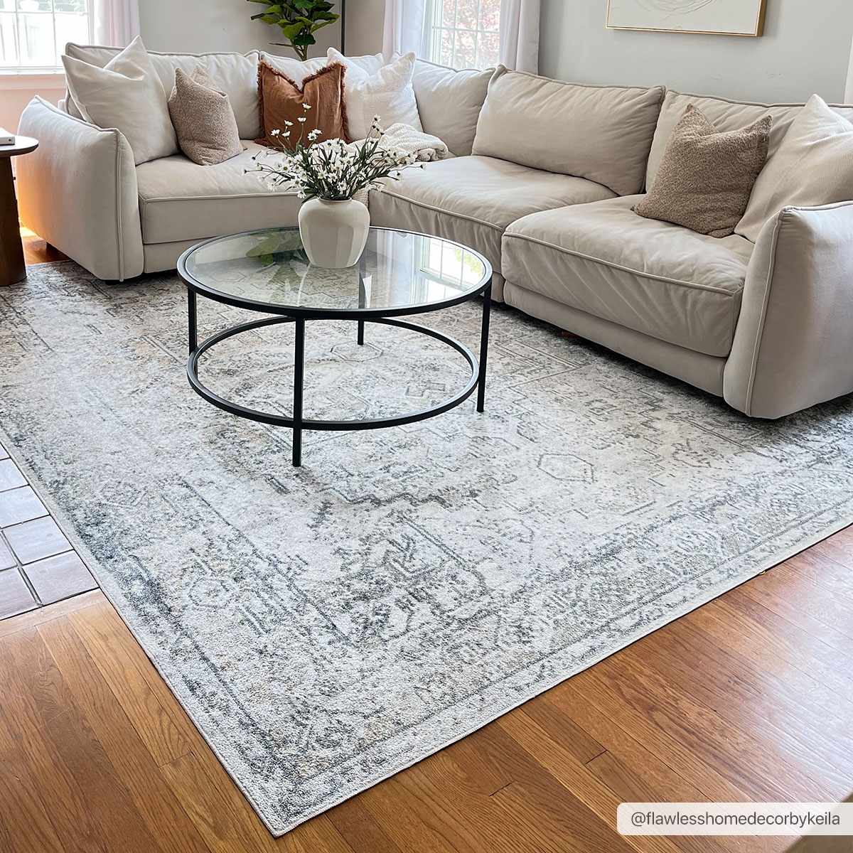 Traditional Medallion Design Ivory, Olive and Camel Low pile Washable Area Rug - Image 2