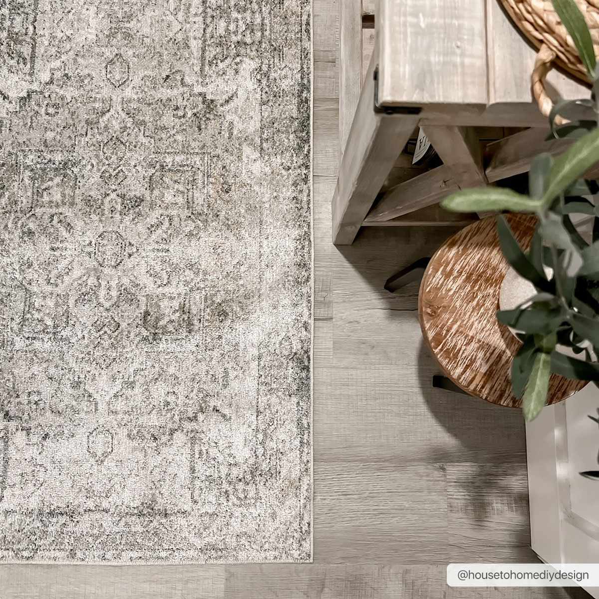 Traditional Medallion Design Ivory, Olive and Camel Low pile Washable Area Rug - Image 4