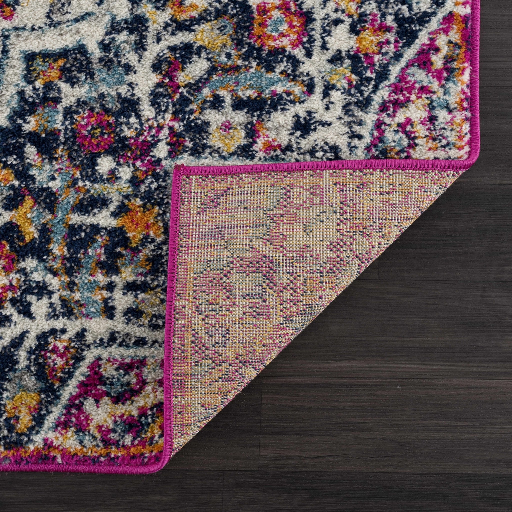 Traditional Design Heriz Ivory, Purple and Blue Premium look Medallion Area Rug - Image 5