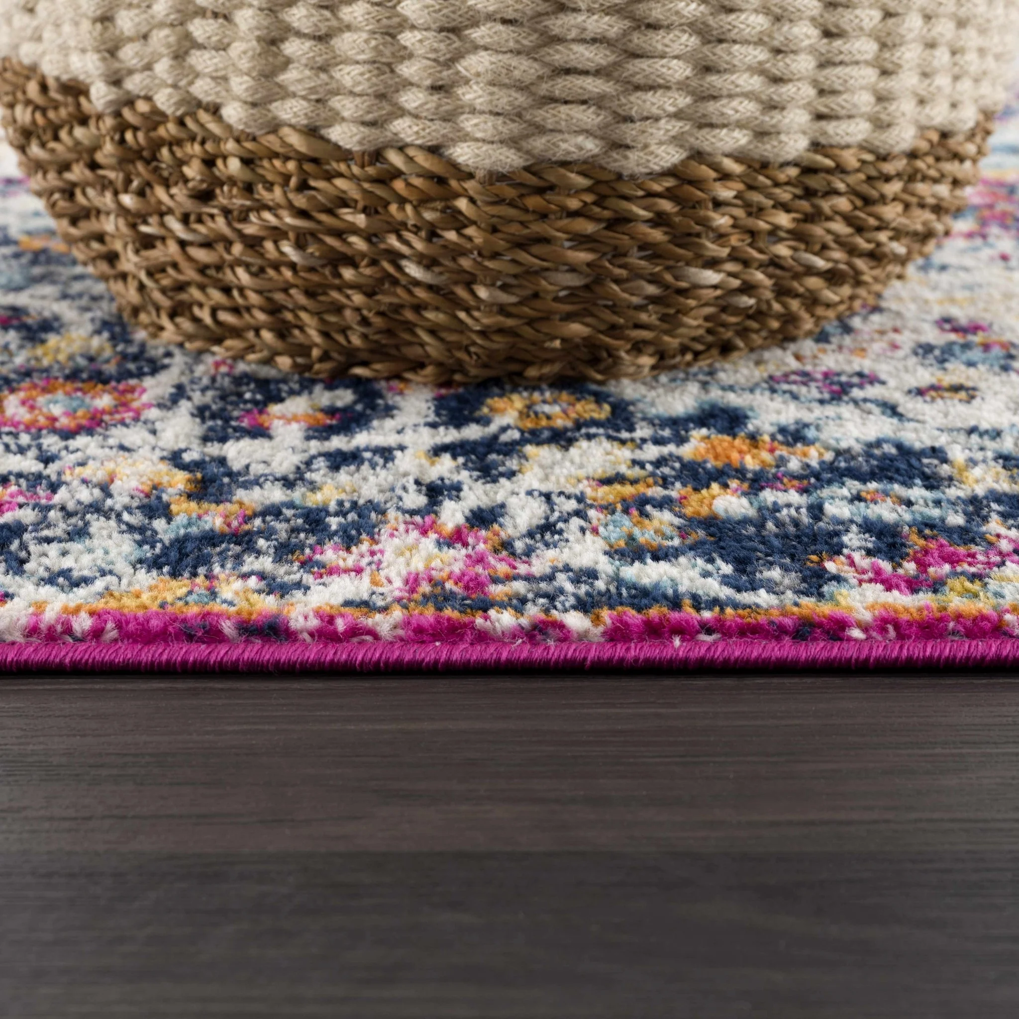 Traditional Design Heriz Ivory, Purple and Blue Premium look Medallion Area Rug - Image 6