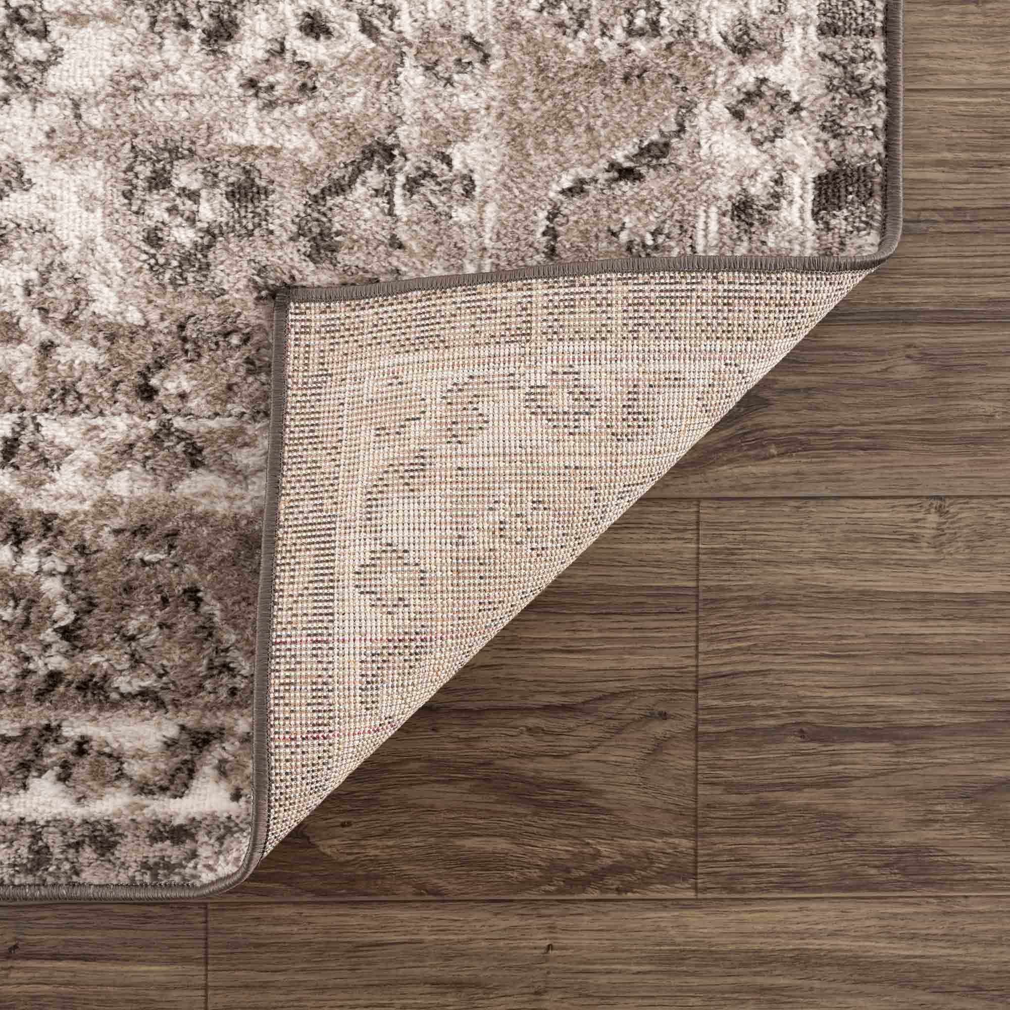 Antique Look Traditional Heriz Medallion Design Brown, Ivory and Charcoal Area Rug - Image 4