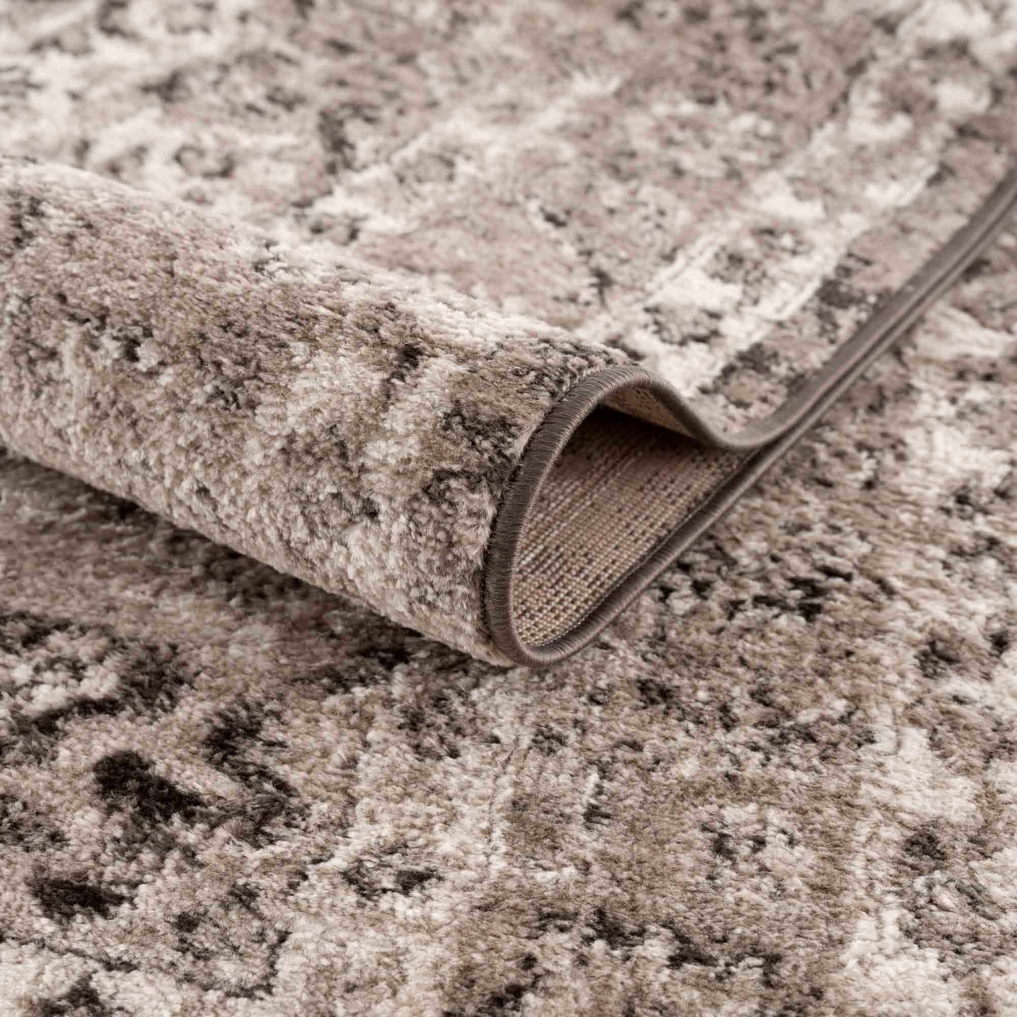 Antique Look Traditional Heriz Medallion Design Brown, Ivory and Charcoal Area Rug - Image 5