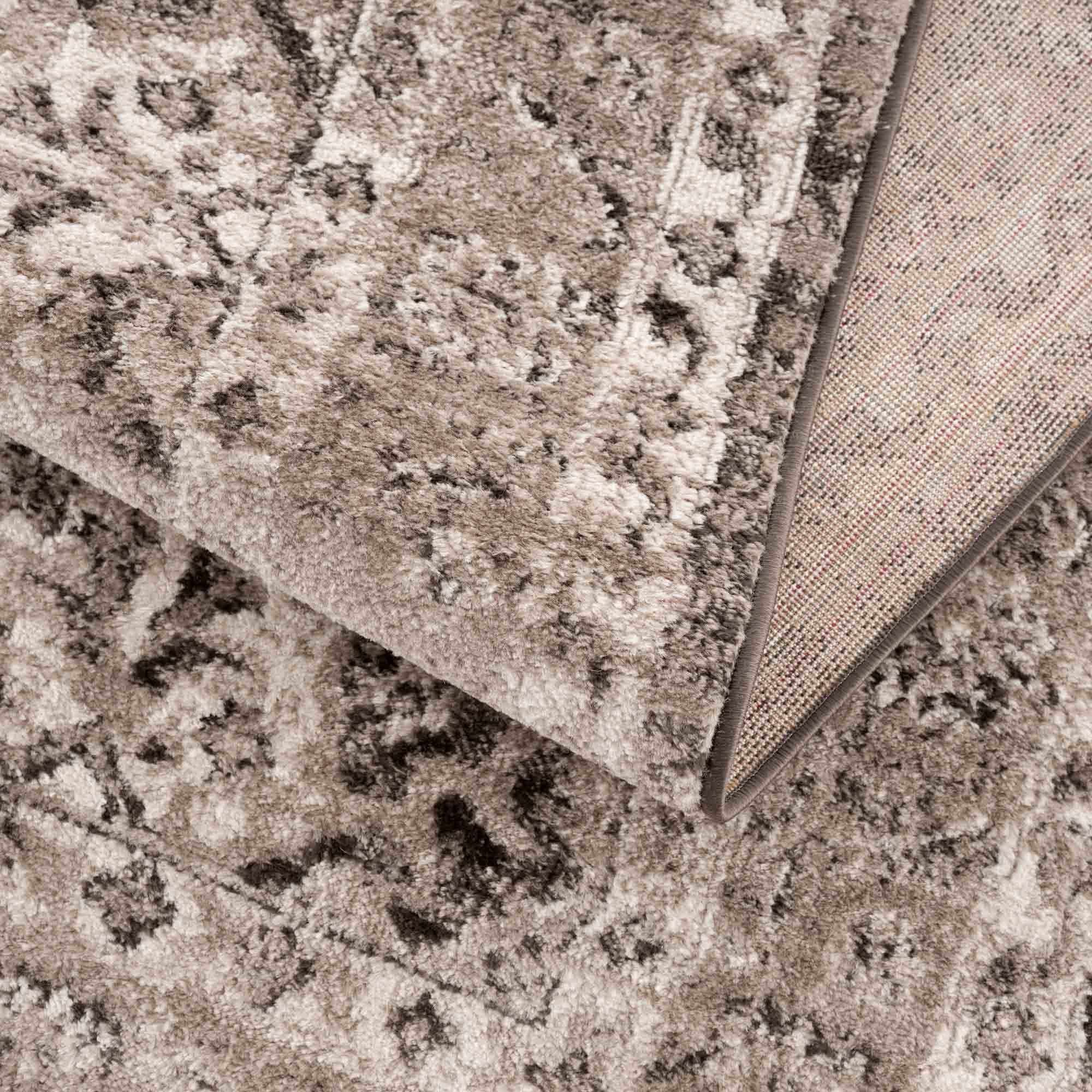 Antique Look Traditional Heriz Medallion Design Brown, Ivory and Charcoal Area Rug - Image 7