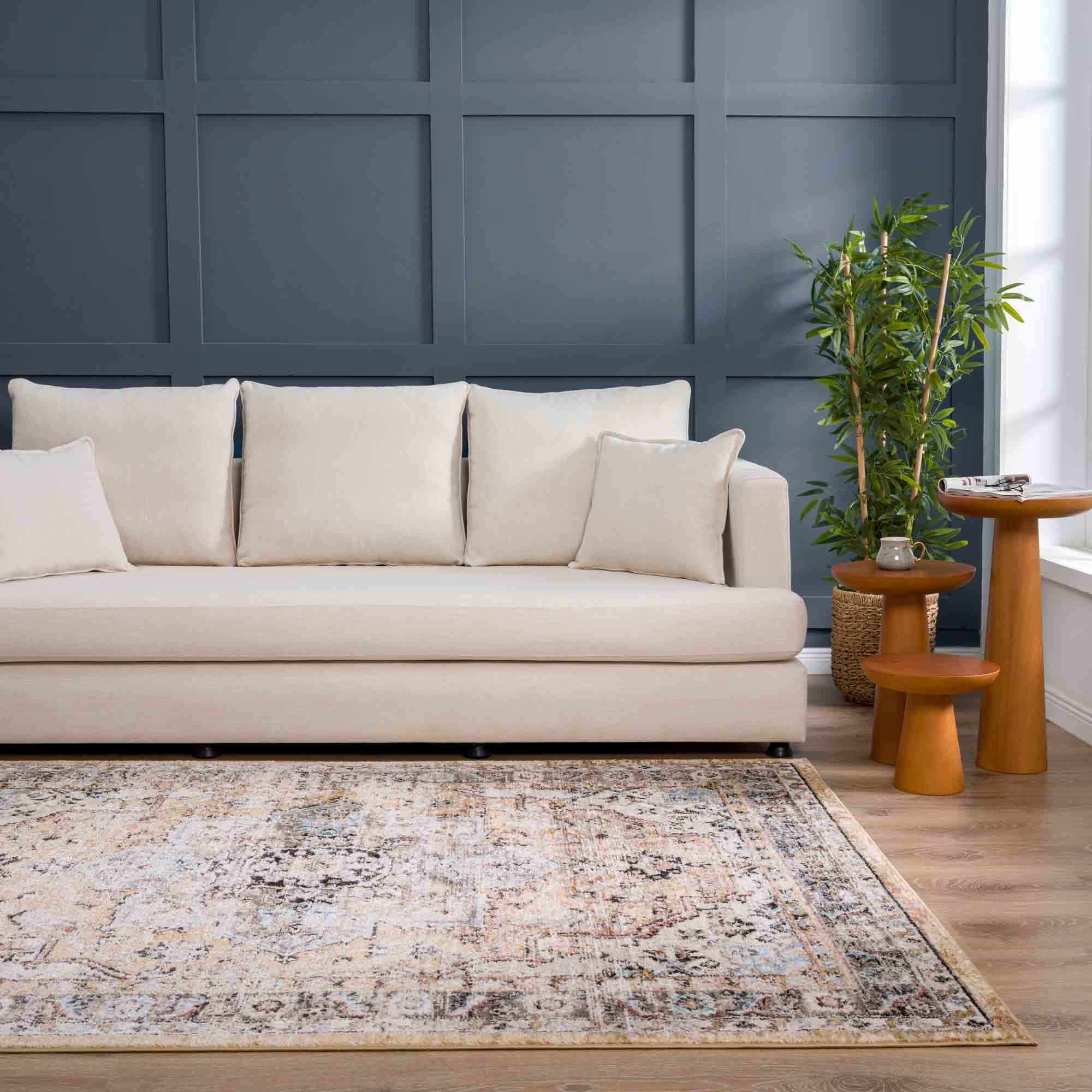 Traditional Medallion Design olive, Ivory, Peach and Charcoal Rug - Image 12