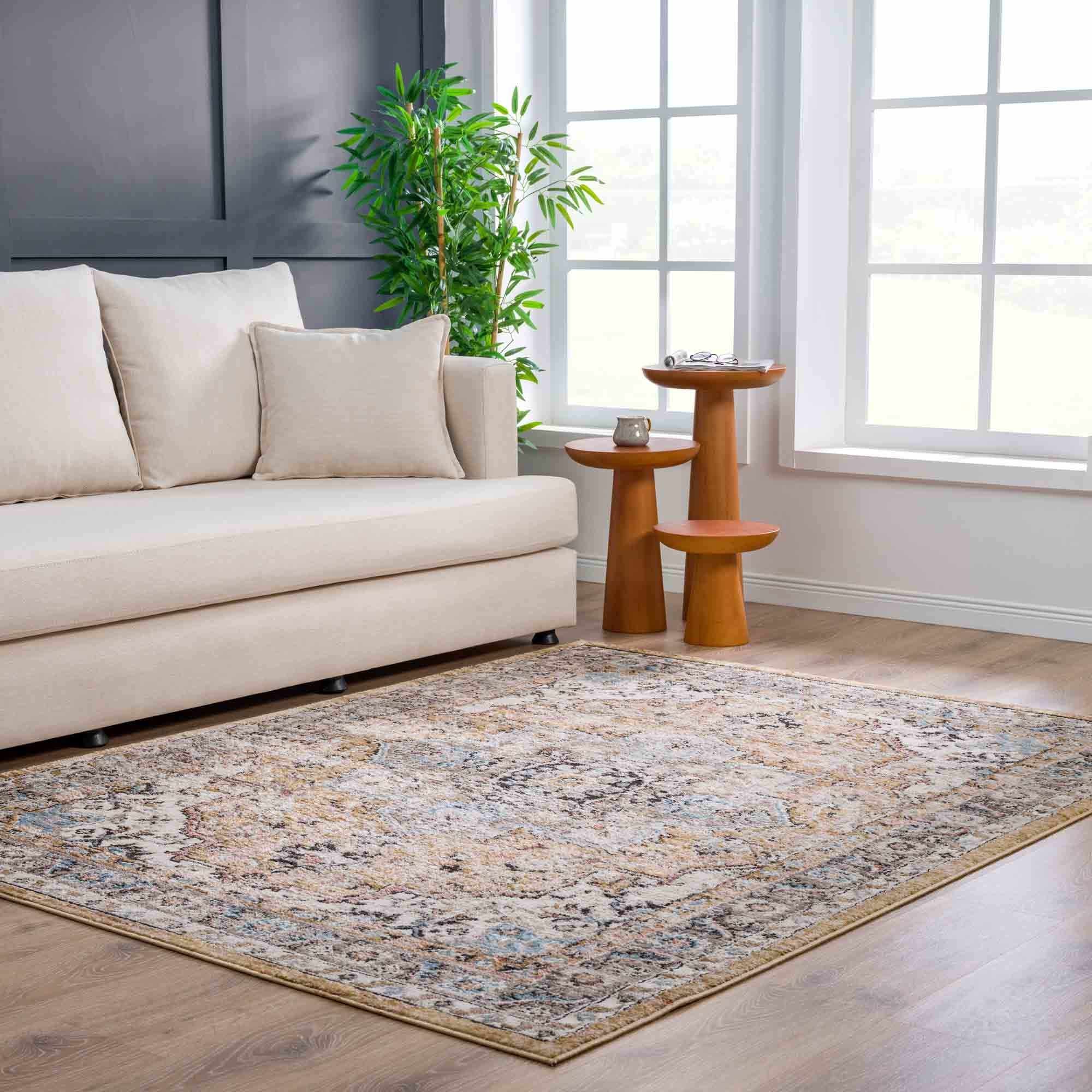 Traditional Medallion Design olive, Ivory, Peach and Charcoal Rug - Image 13