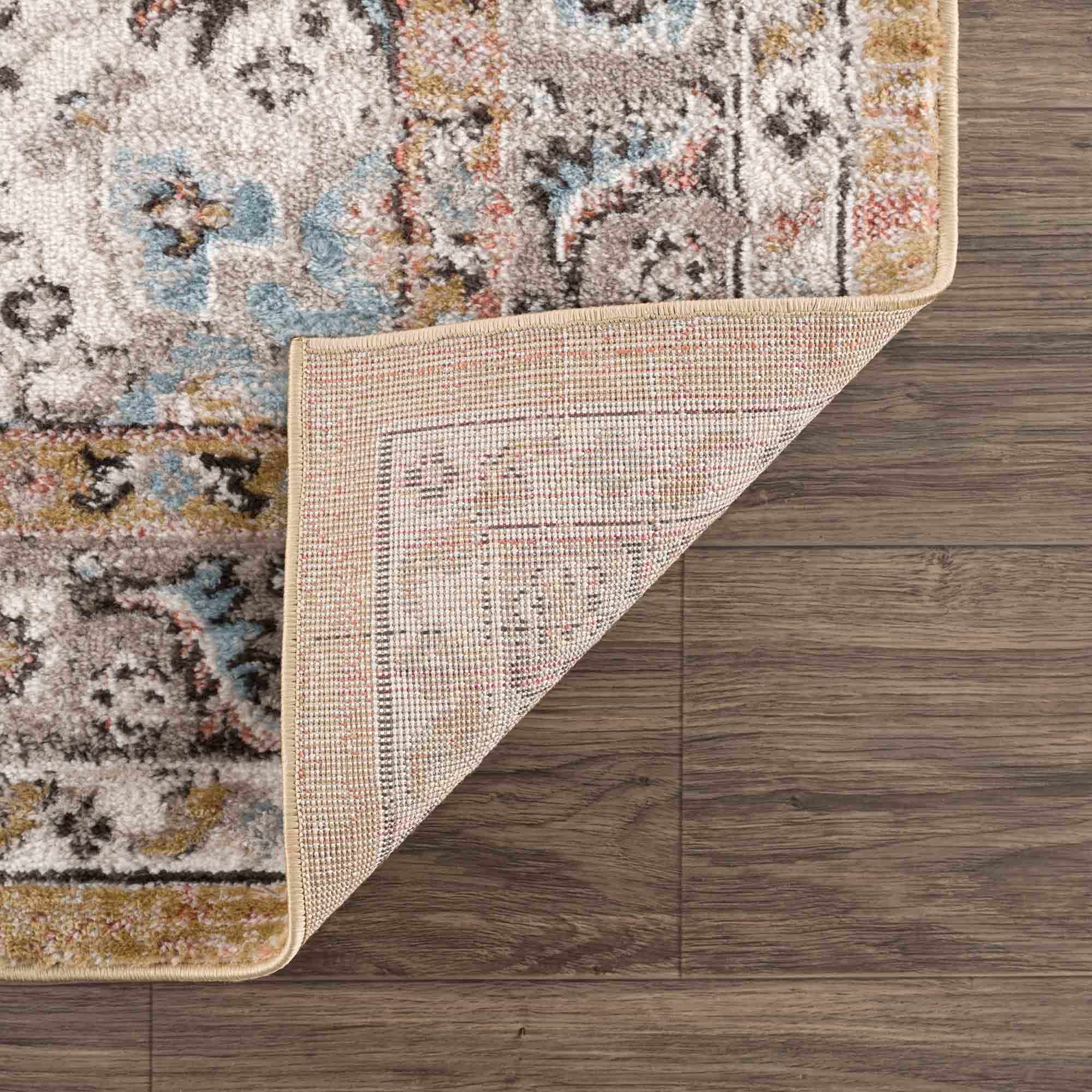 Traditional Medallion Design olive, Ivory, Peach and Charcoal Rug - Image 3