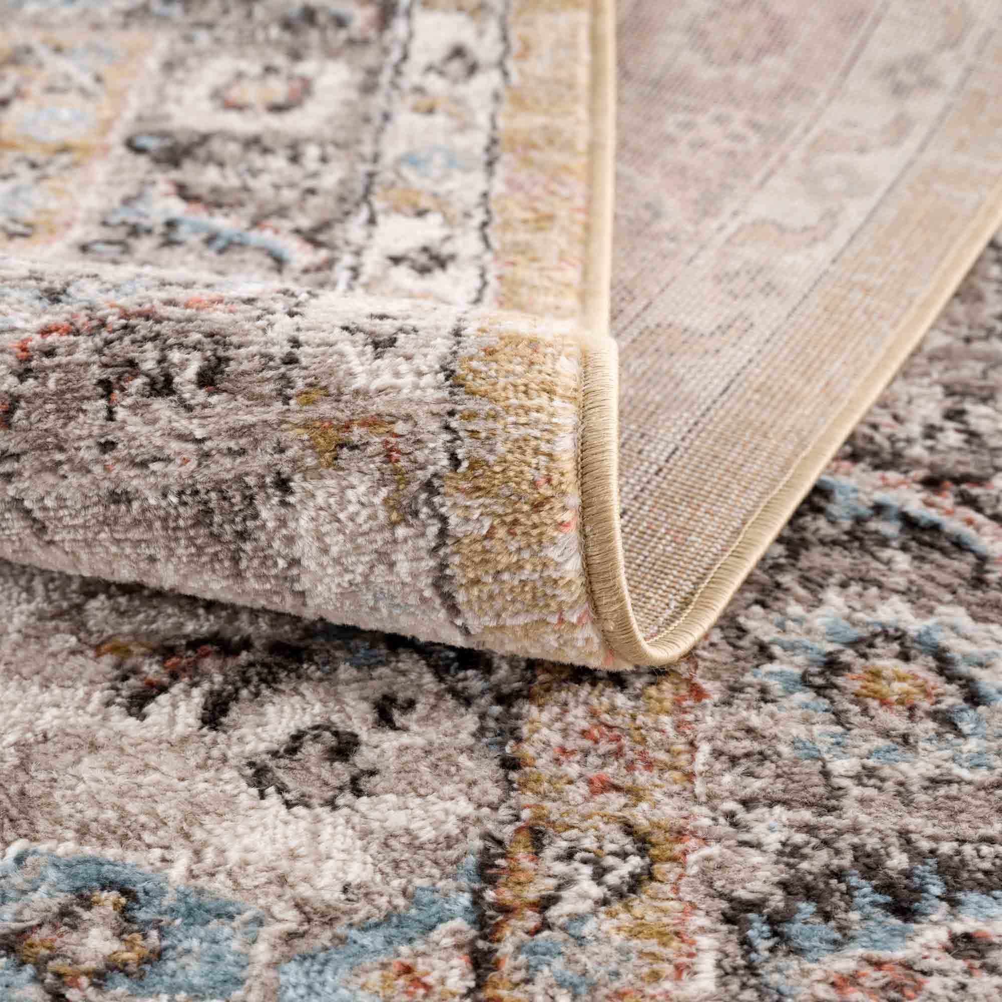Traditional Medallion Design olive, Ivory, Peach and Charcoal Rug - Image 5