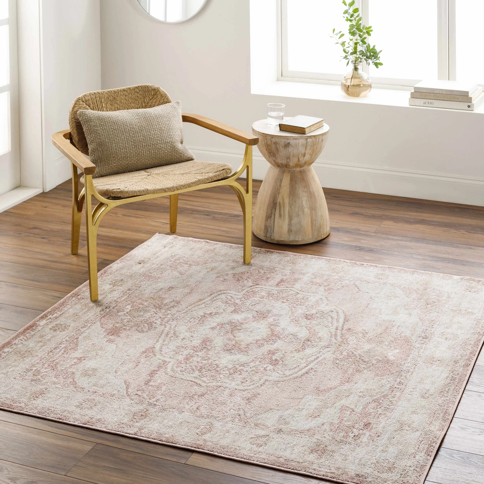 Traditional Heriz Peach Pink and Ivory Medallion Medium Pile Area Rug - Image 11