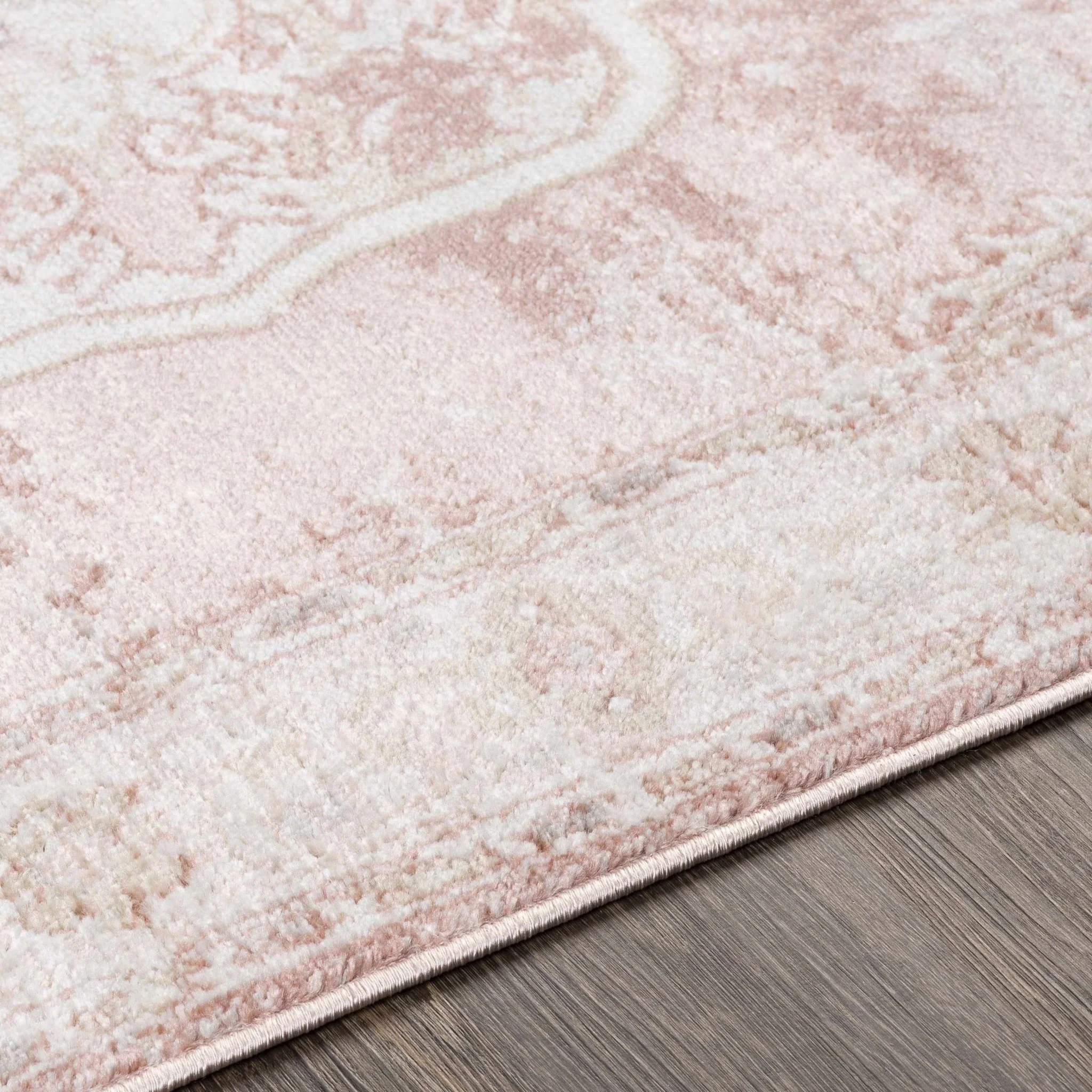 Traditional Heriz Peach Pink and Ivory Medallion Medium Pile Area Rug - Image 7