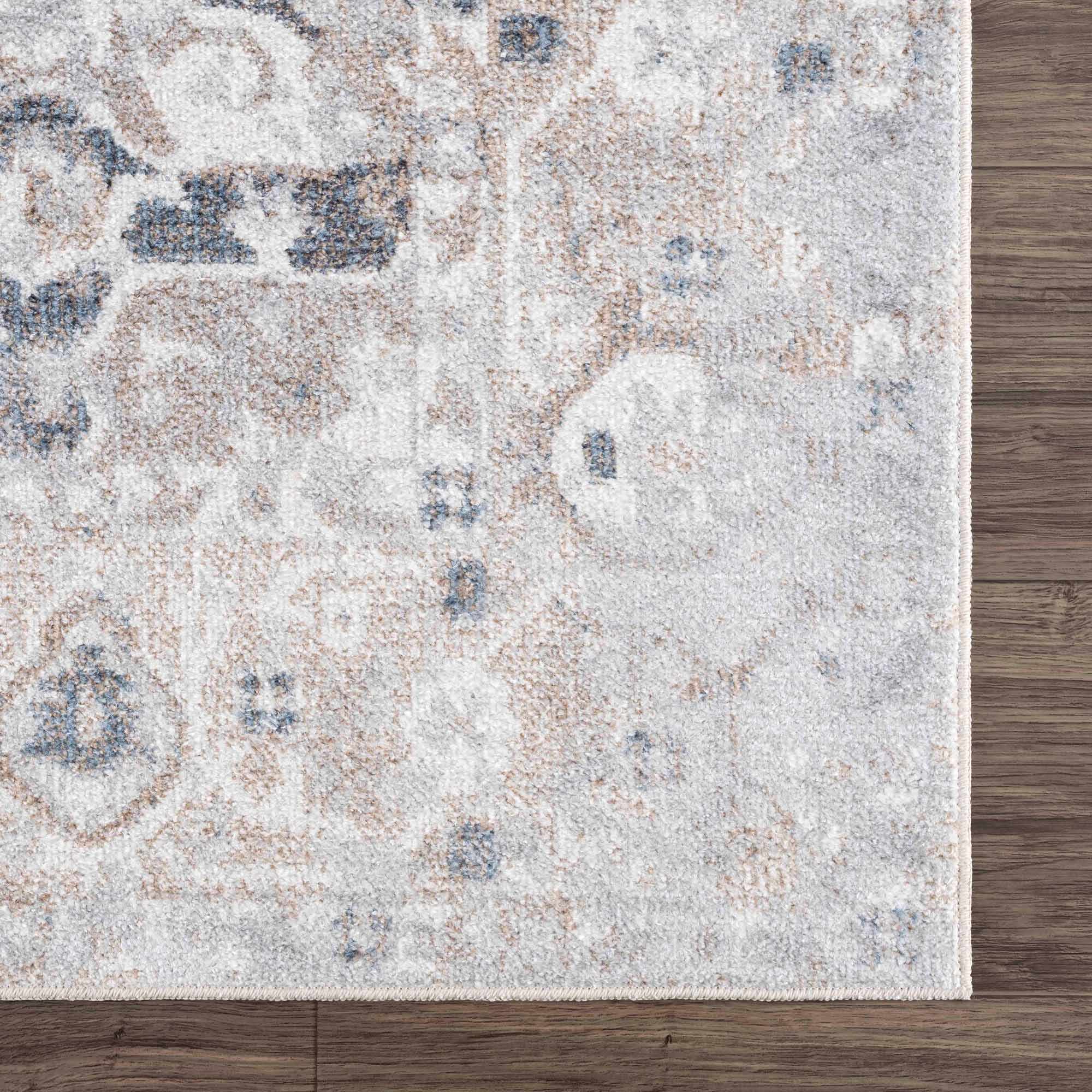 Traditional Design Peach, Ivory, Silver and Charcoal Machine Washable Multi size Rug - Image 10