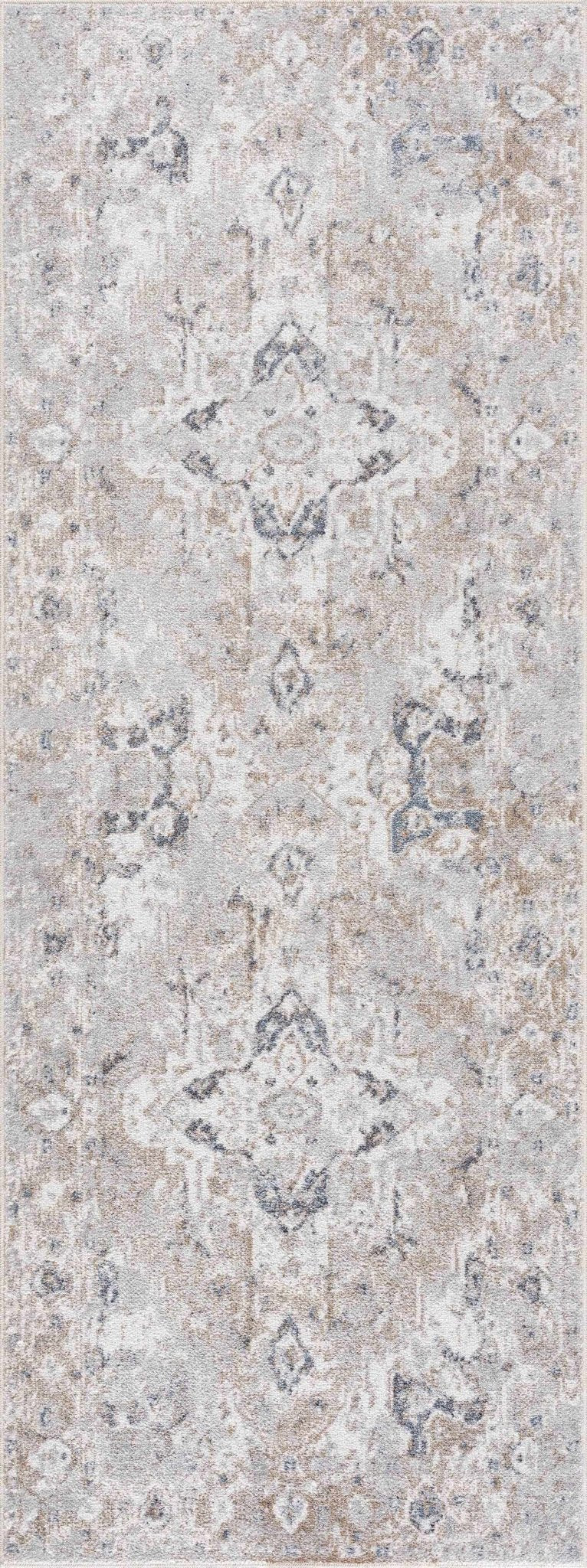 Traditional Design Peach, Ivory, Silver and Charcoal Machine Washable Multi size Rug - Image 4