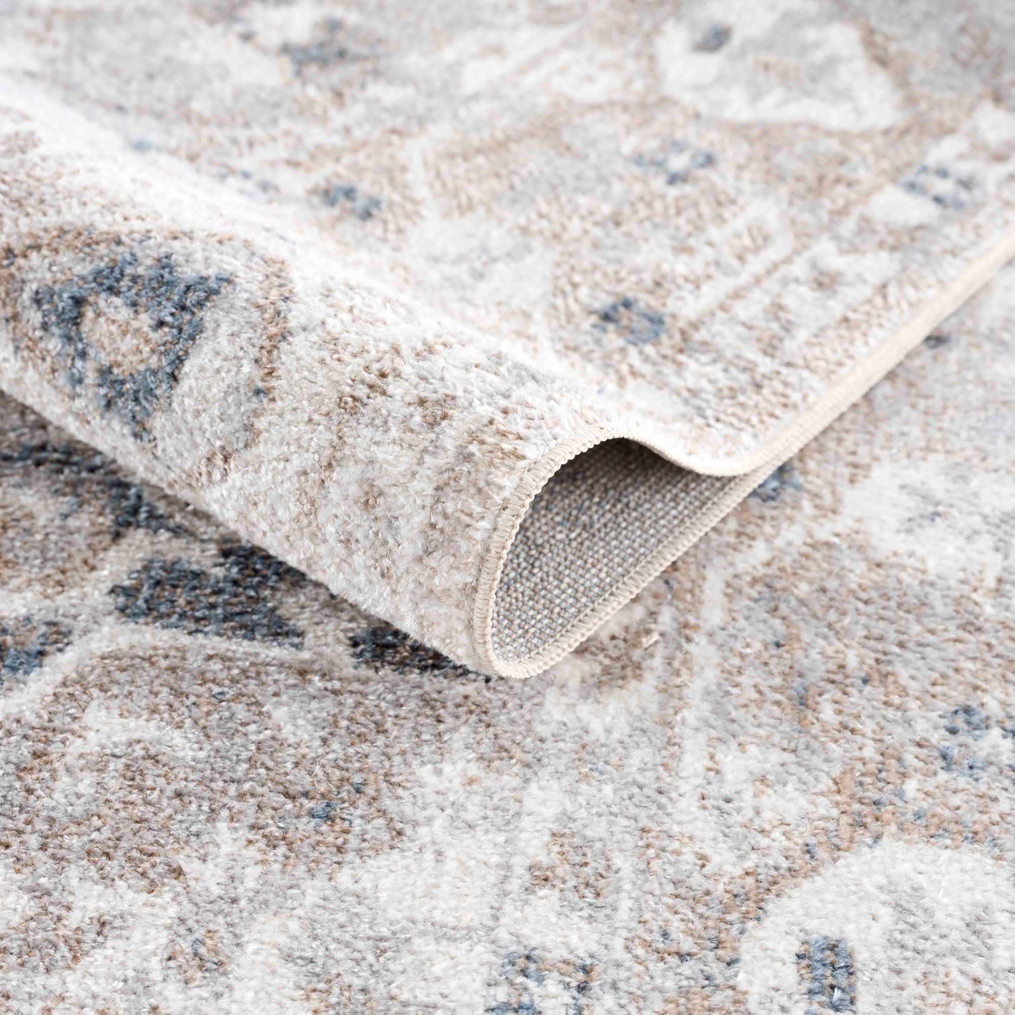 Traditional Design Peach, Ivory, Silver and Charcoal Machine Washable Multi size Rug - Image 7