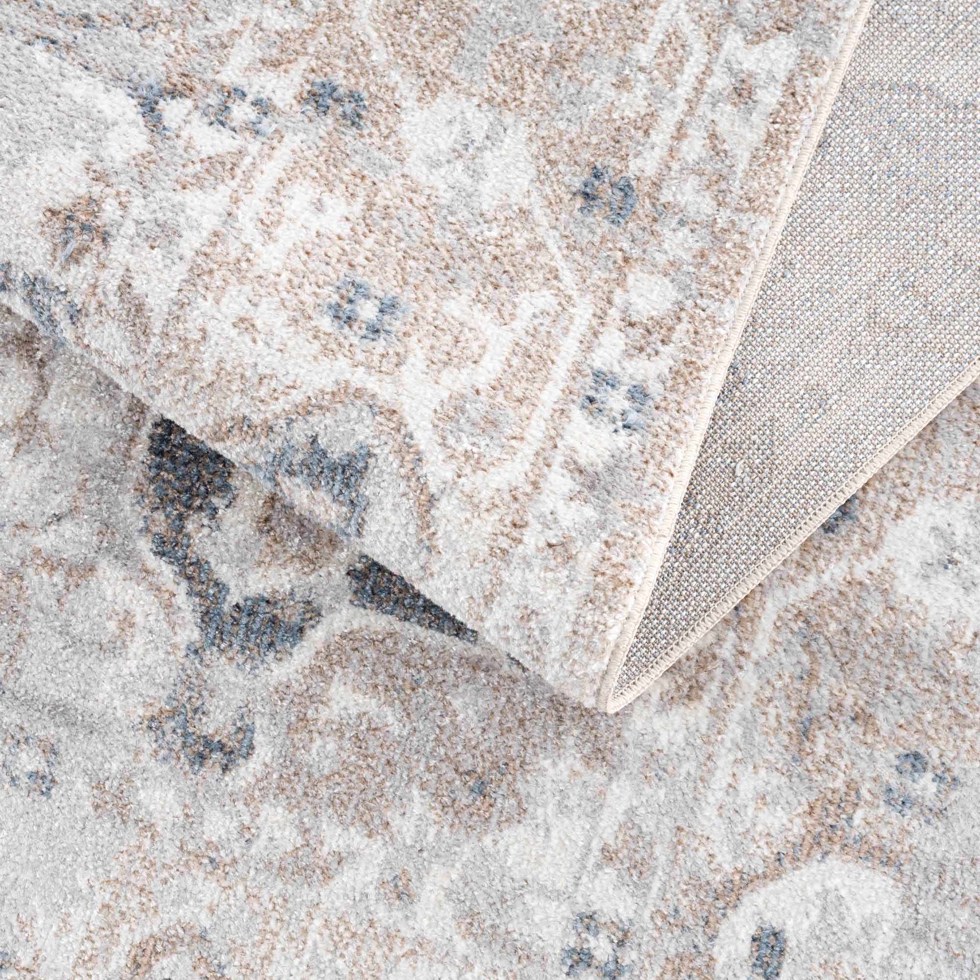 Traditional Design Peach, Ivory, Silver and Charcoal Machine Washable Multi size Rug - Image 8