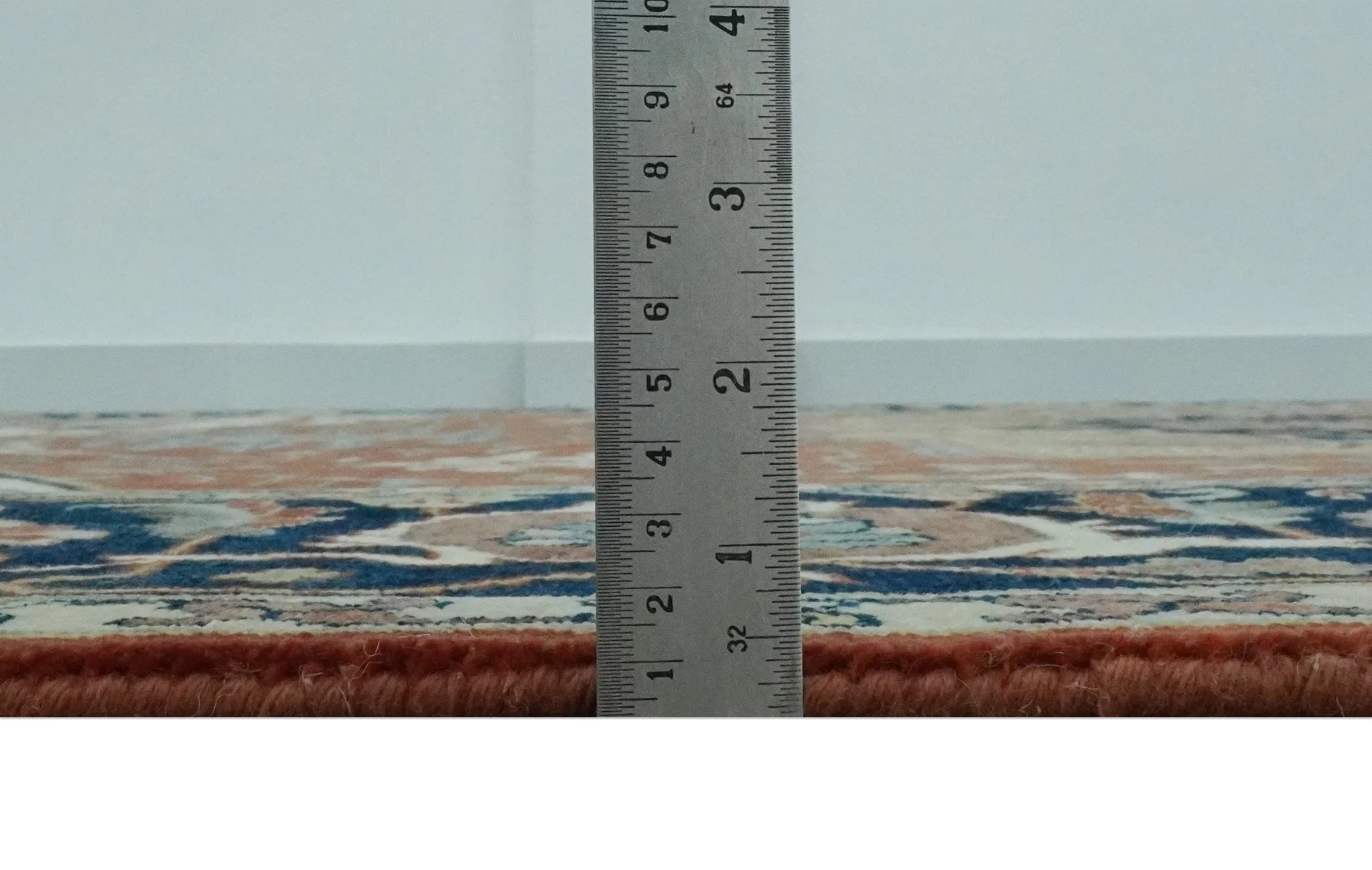 Traditional Heriz Rust and Blue Fine Hand Knotted 9x12 wool area rug - Image 8