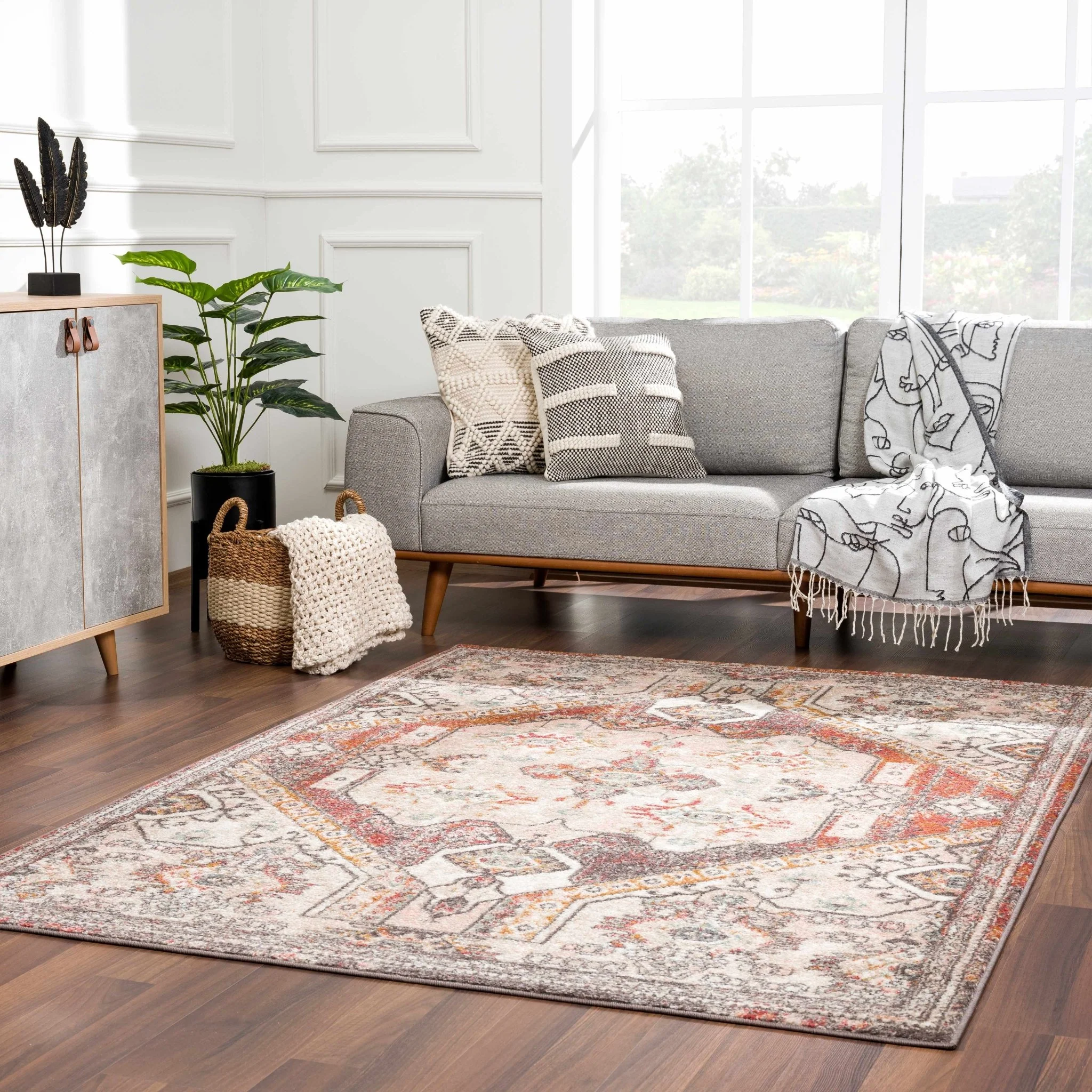 Traditional Heriz Serapi design Rust and Peach Multi color Area Rug - Image 15